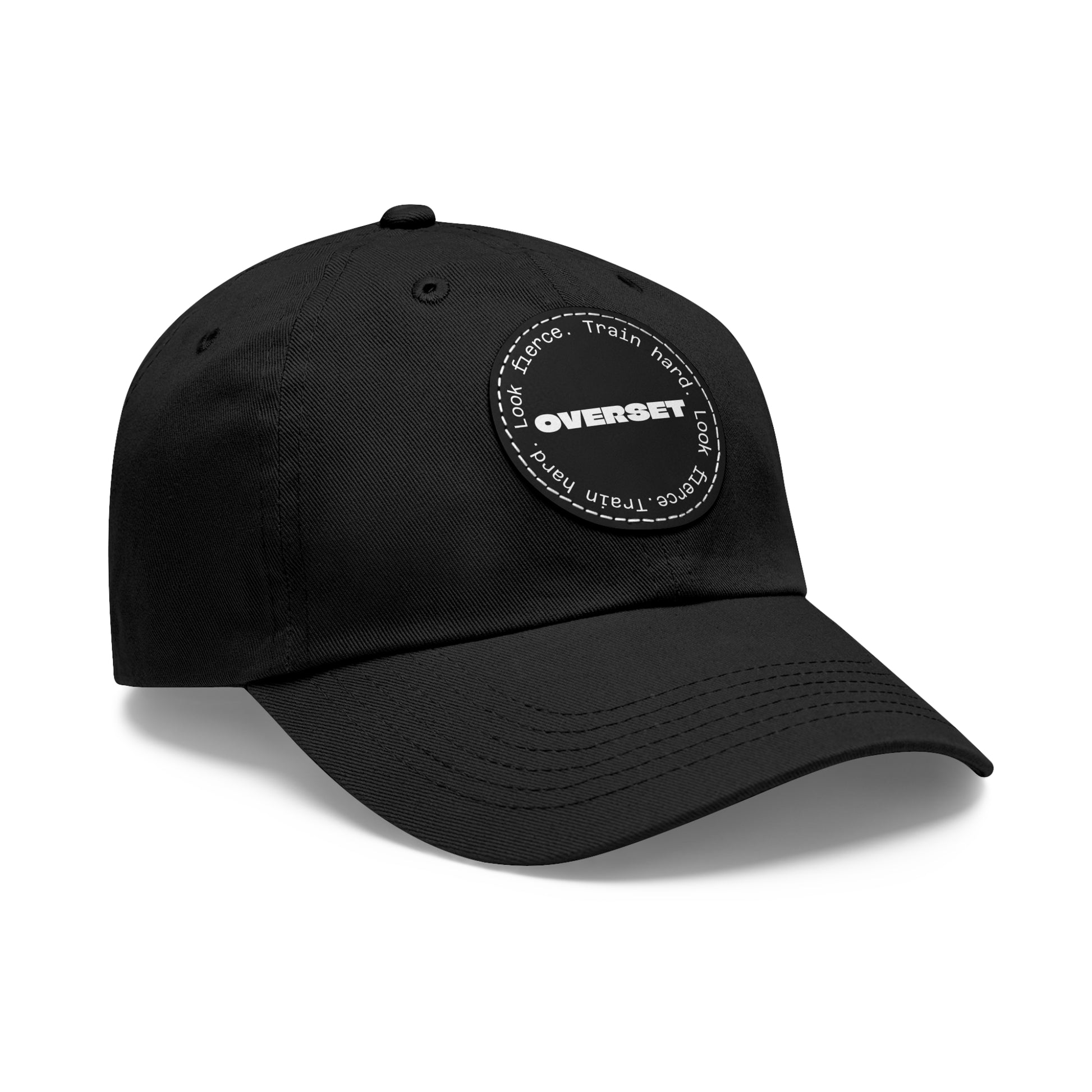 Casquette Dad Style Casual OVERSET™ – Patch Cuir Vegan et Broderie “Train Hard Look Fierce”, Unisexe | Divers Coloris