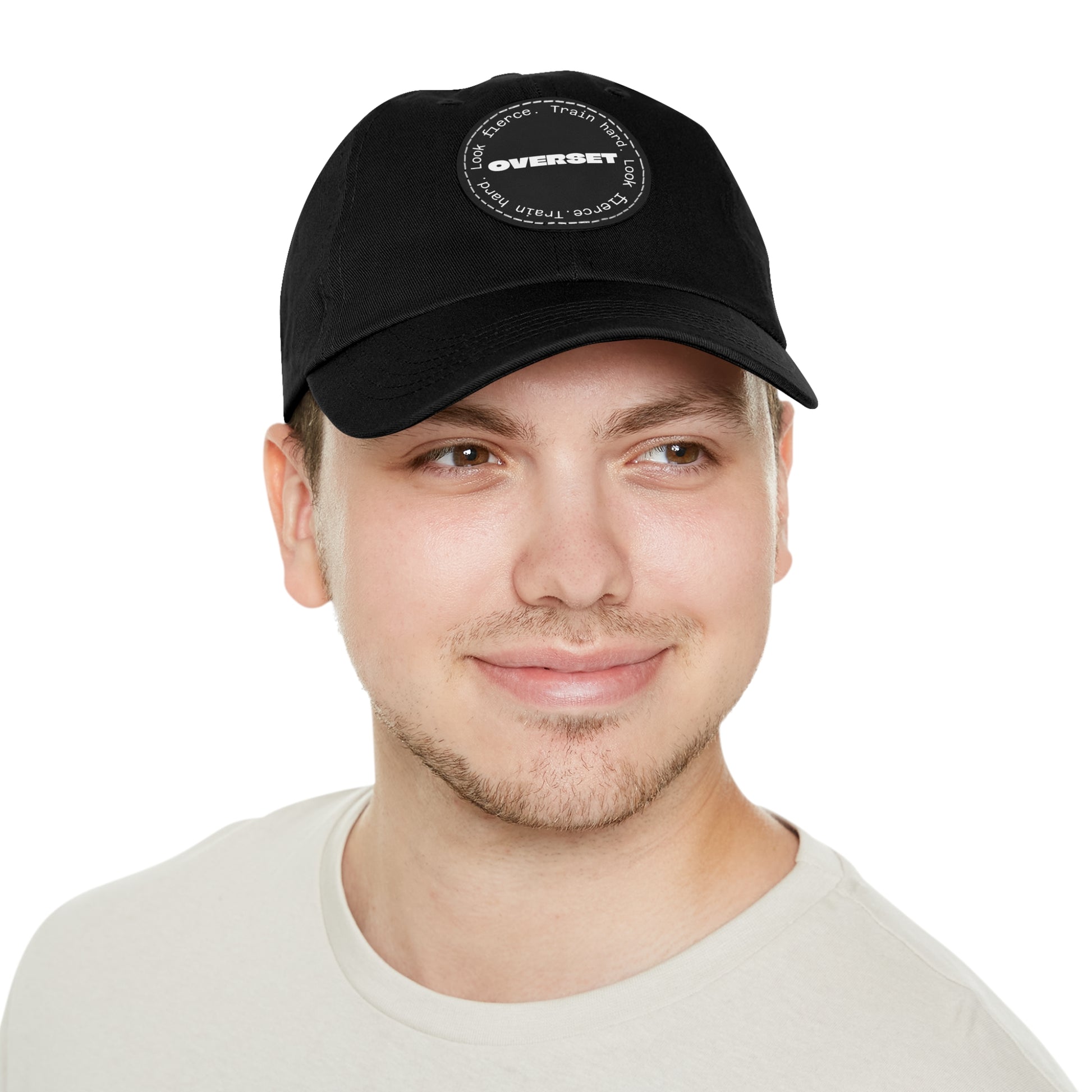 Casquette Dad Style Casual OVERSET™ – Patch Cuir Vegan et Broderie “Train Hard Look Fierce”, Unisexe | Divers Coloris