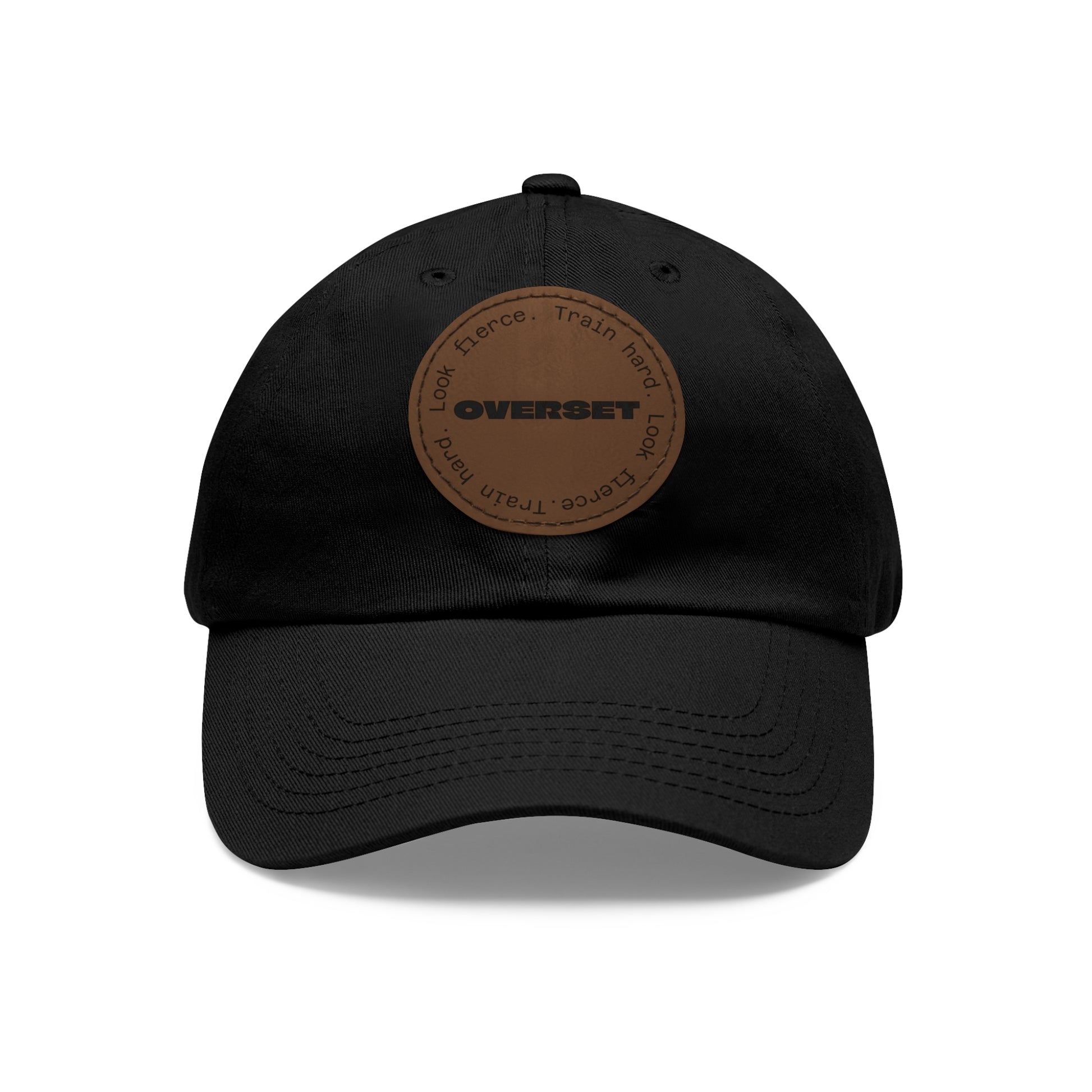Casquette Dad Style Casual OVERSET™ – Patch Cuir Vegan et Broderie “Train Hard Look Fierce”, Unisexe | Divers Coloris
