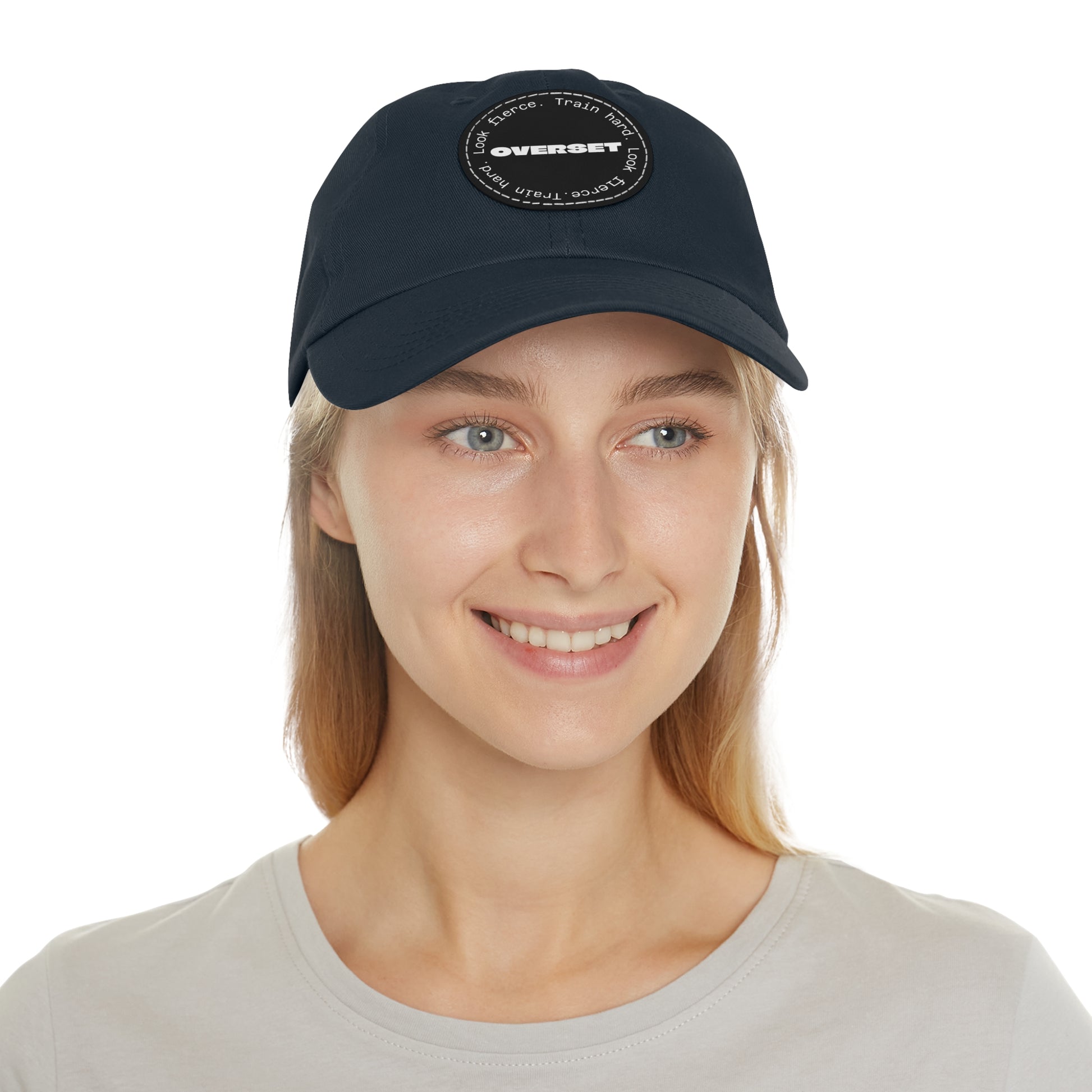 Casquette Dad Style Casual OVERSET™ – Patch Cuir Vegan et Broderie “Train Hard Look Fierce”, Unisexe | Divers Coloris