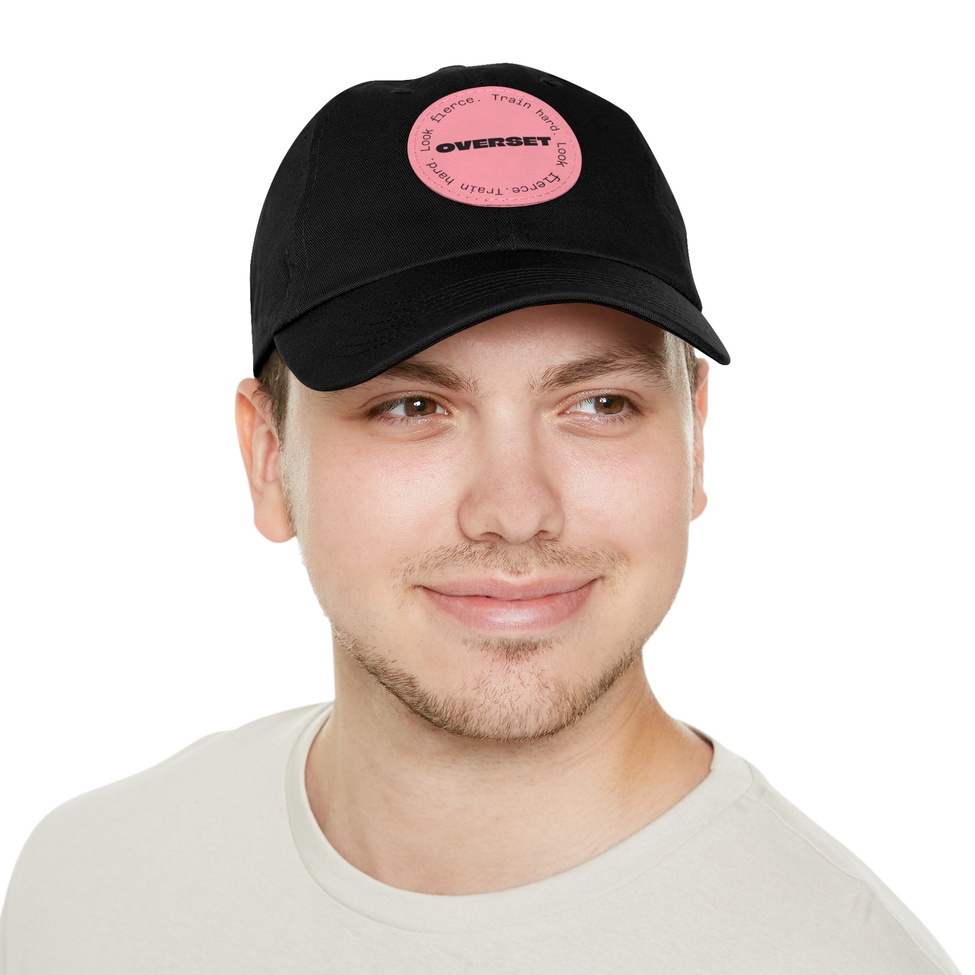 Casquette Dad Style Casual OVERSET™ – Patch Cuir Vegan et Broderie “Train Hard Look Fierce”, Unisexe | Divers Coloris