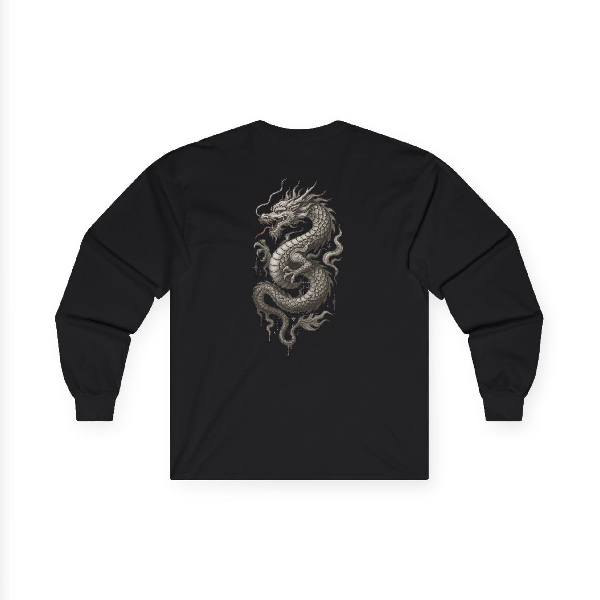 T-shirt à Manches Longues Unisexe avec Graphique Dragon – Coton Confortable, Mode Streetwear et Casual