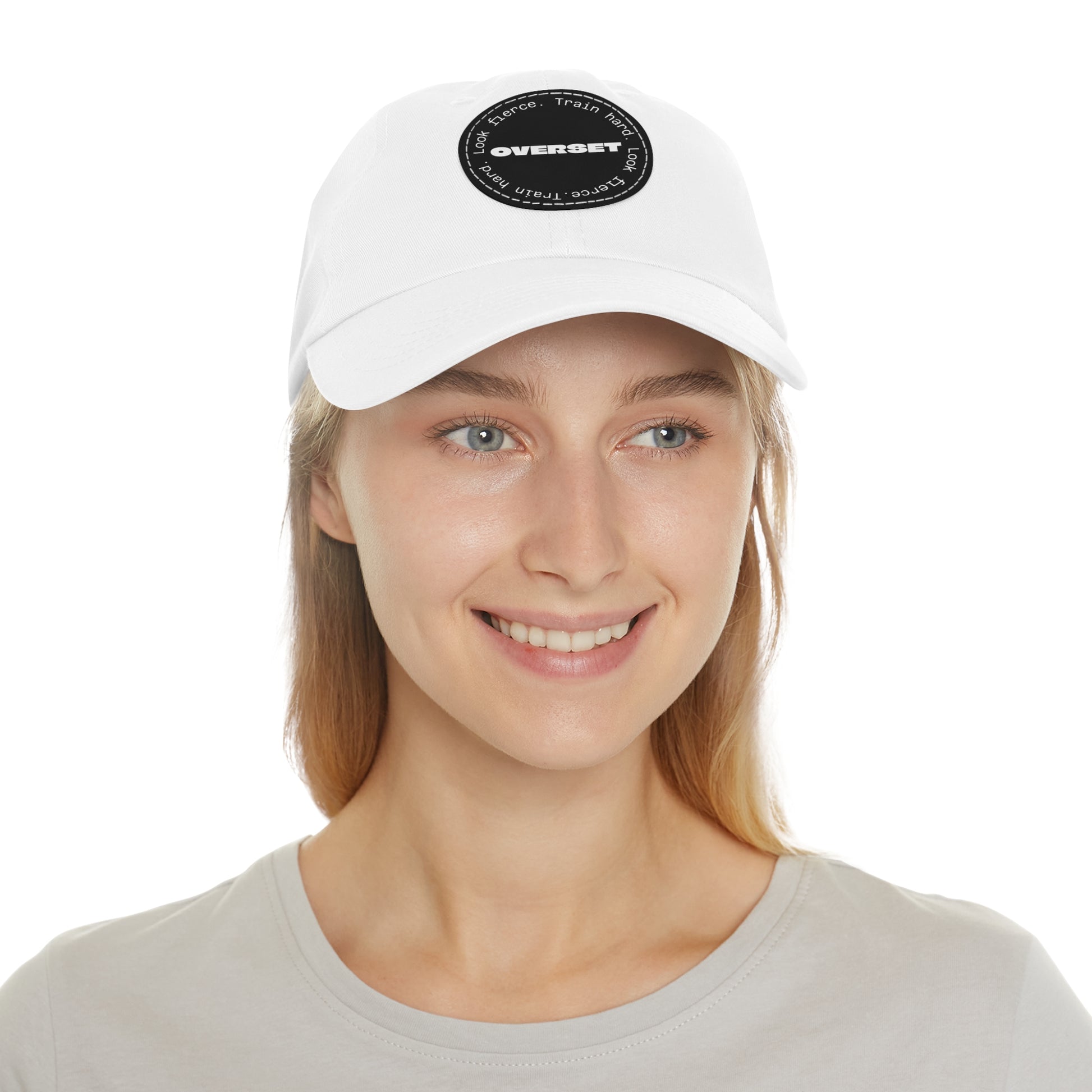 Casquette Dad Style Casual OVERSET™ – Patch Cuir Vegan et Broderie “Train Hard Look Fierce”, Unisexe | Divers Coloris