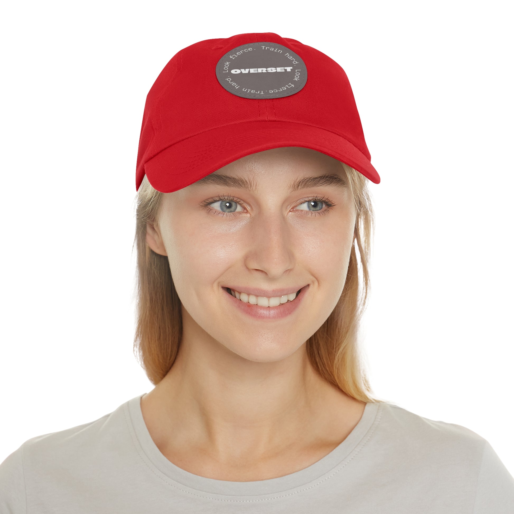 Casquette Dad Style Casual OVERSET™ – Patch Cuir Vegan et Broderie “Train Hard Look Fierce”, Unisexe | Divers Coloris