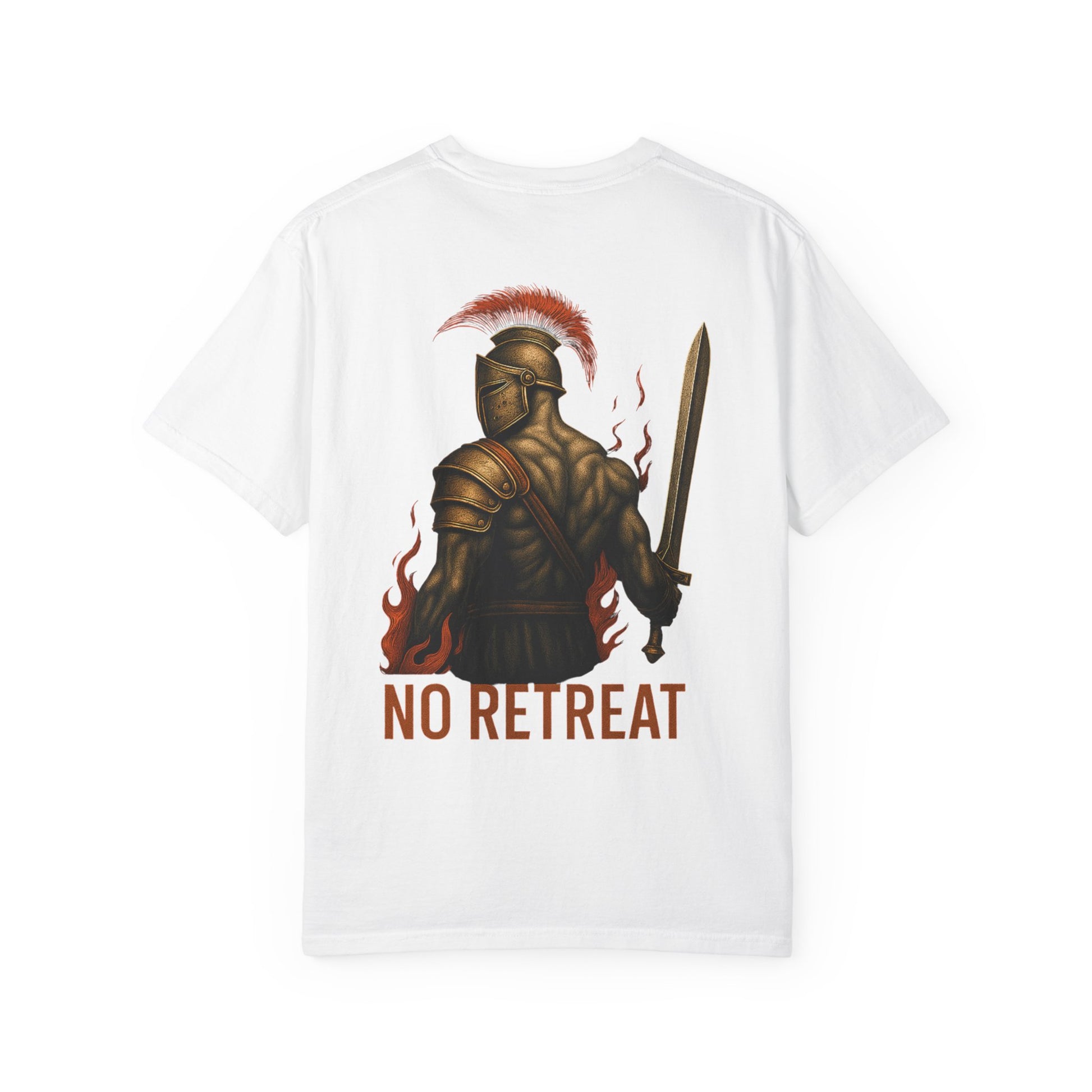 T-shirt Guerrier Épique : Unisexe, Style Décontracté, Design “No Retreat”, Motivation et Force pour le Sport et le Quotidien