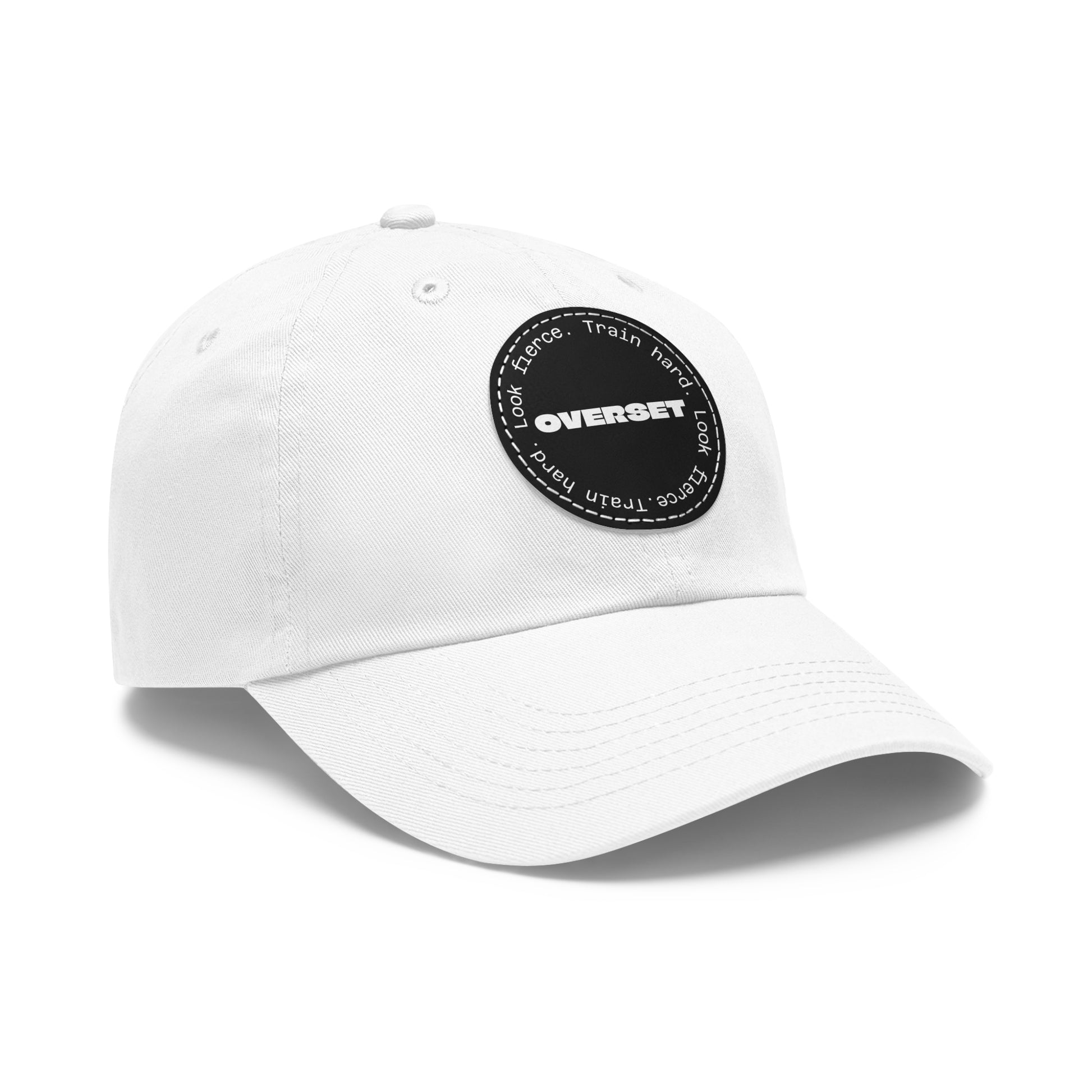 Casquette Dad Style Casual OVERSET™ – Patch Cuir Vegan et Broderie “Train Hard Look Fierce”, Unisexe | Divers Coloris