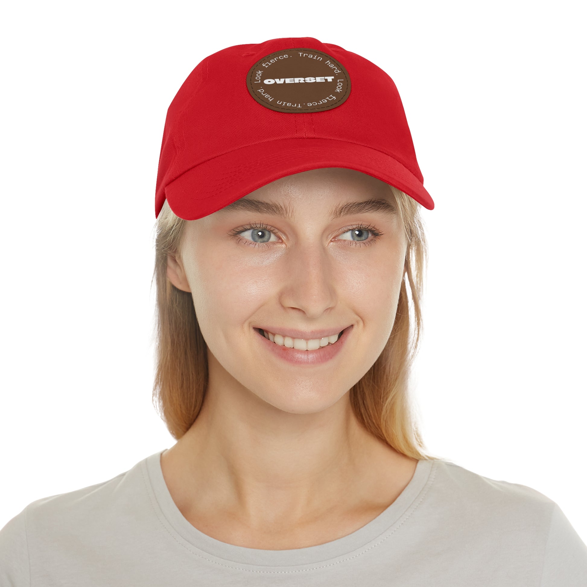 Casquette Dad Style Casual OVERSET™ – Patch Cuir Vegan et Broderie “Train Hard Look Fierce”, Unisexe | Divers Coloris