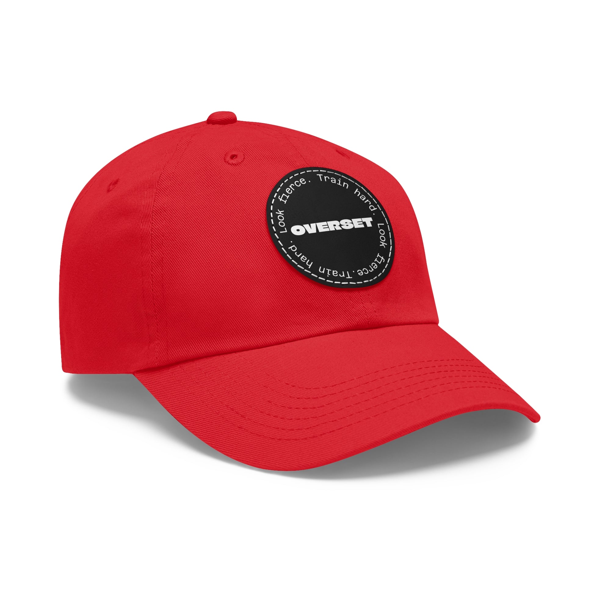 Casquette Dad Style Casual OVERSET™ – Patch Cuir Vegan et Broderie “Train Hard Look Fierce”, Unisexe | Divers Coloris