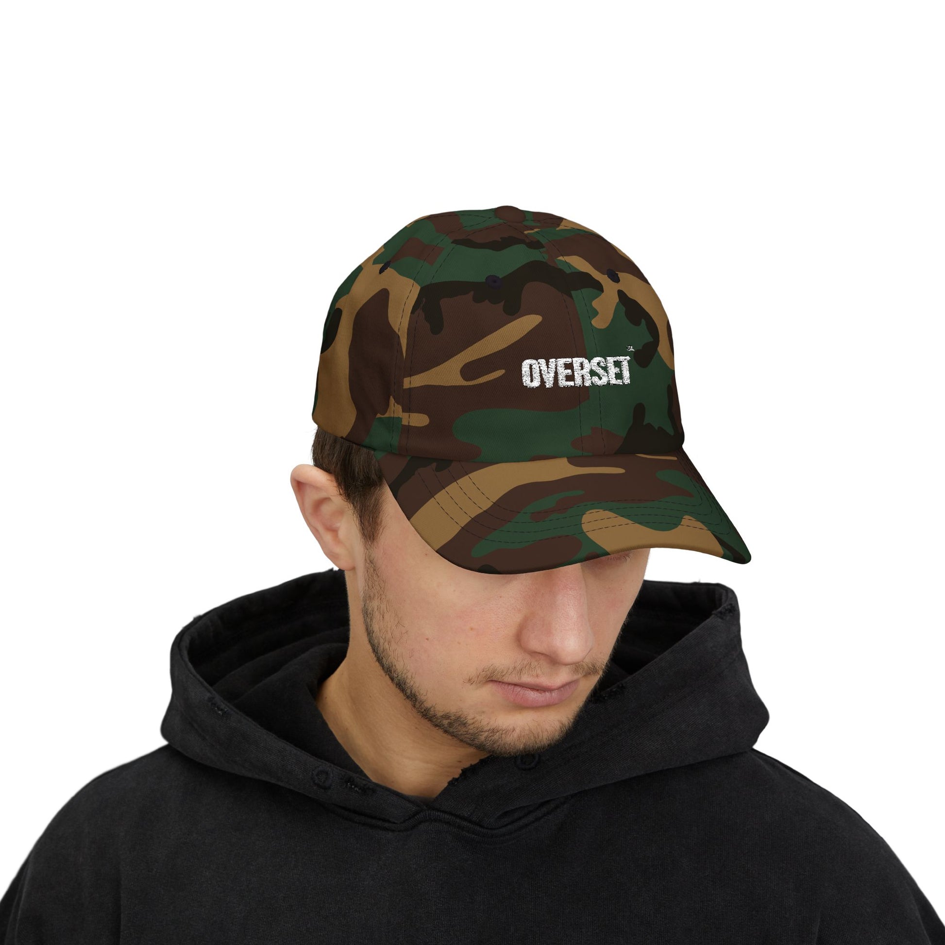 Casquette Dad OVERSET™ Classique Brodée – Coton Ajustable Unisexe | Green Camo & Khaki