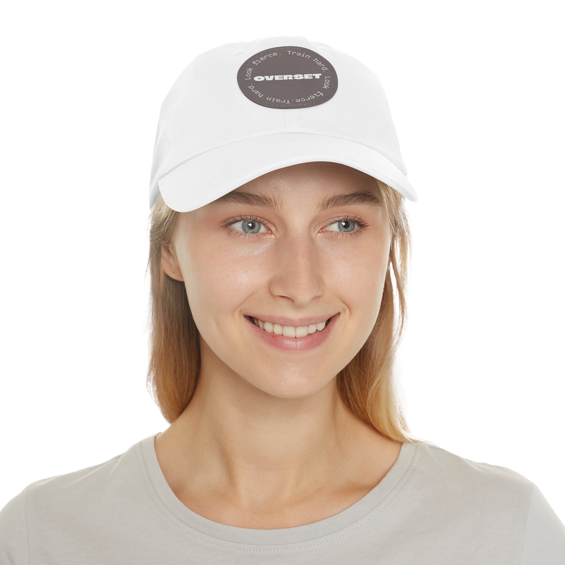 Casquette Dad Style Casual OVERSET™ – Patch Cuir Vegan et Broderie “Train Hard Look Fierce”, Unisexe | Divers Coloris