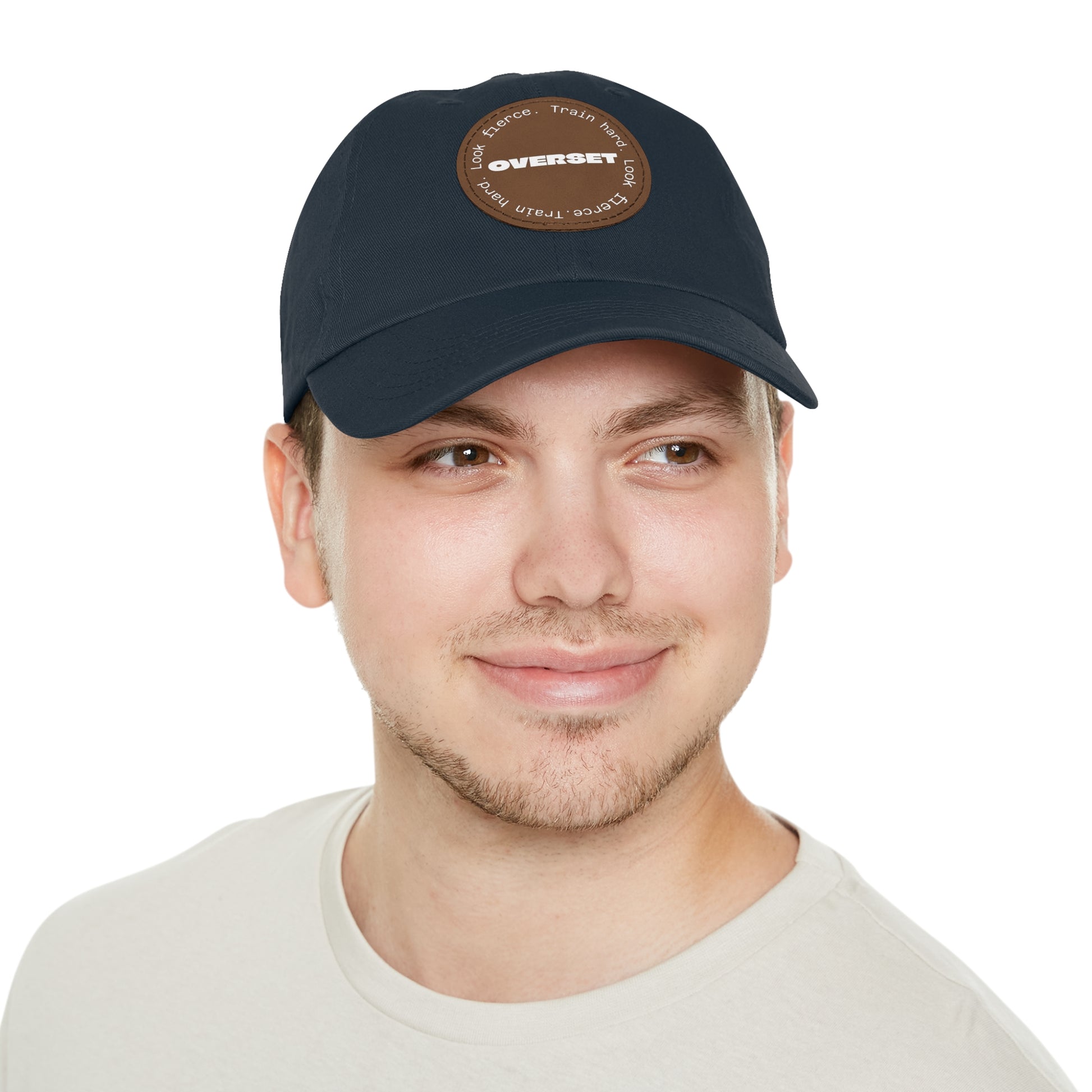 Casquette Dad Style Casual OVERSET™ – Patch Cuir Vegan et Broderie “Train Hard Look Fierce”, Unisexe | Divers Coloris
