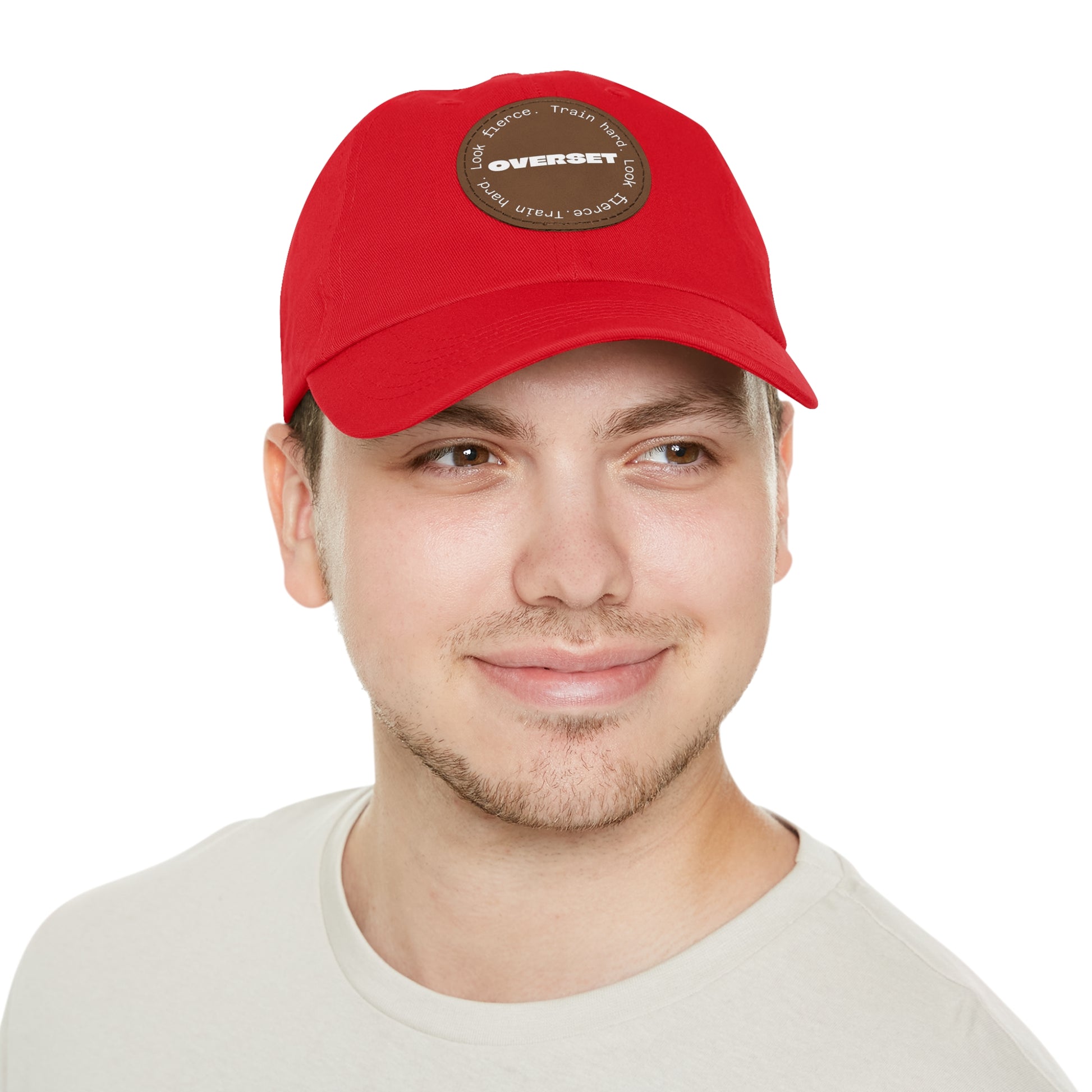 Casquette Dad Style Casual OVERSET™ – Patch Cuir Vegan et Broderie “Train Hard Look Fierce”, Unisexe | Divers Coloris