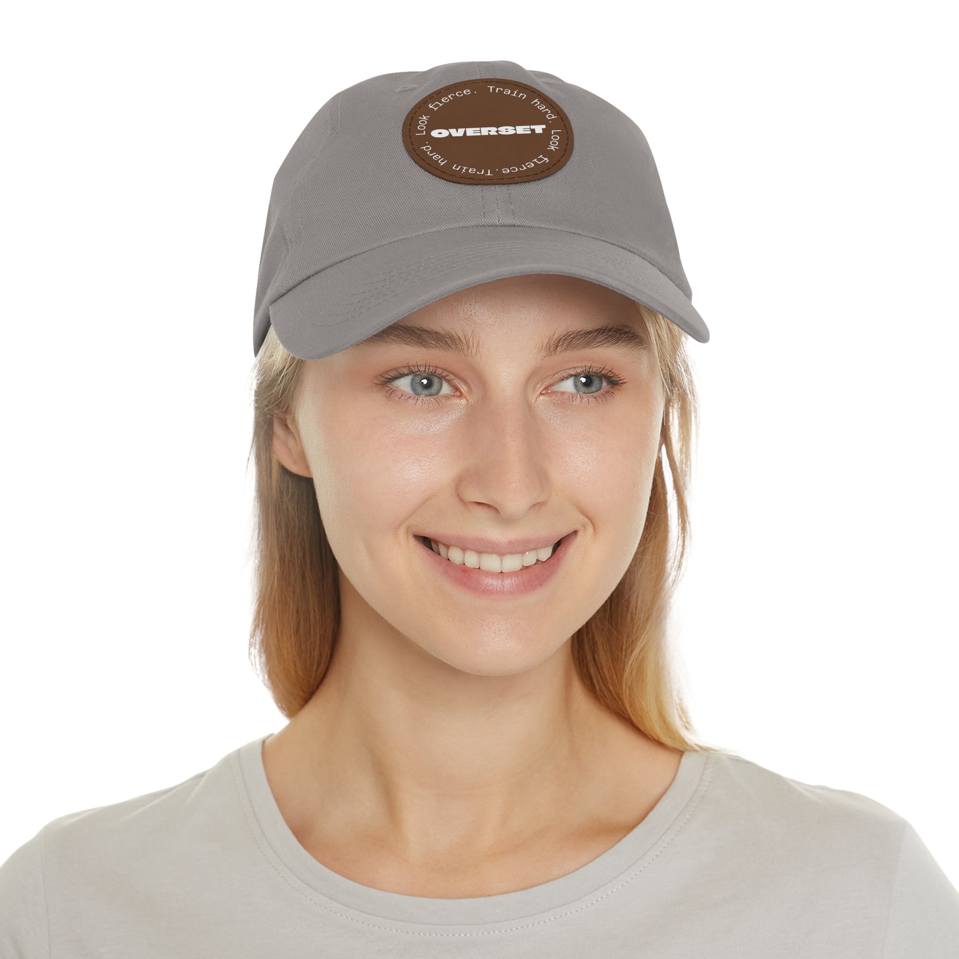 Casquette Dad Style Casual OVERSET™ – Patch Cuir Vegan et Broderie “Train Hard Look Fierce”, Unisexe | Divers Coloris