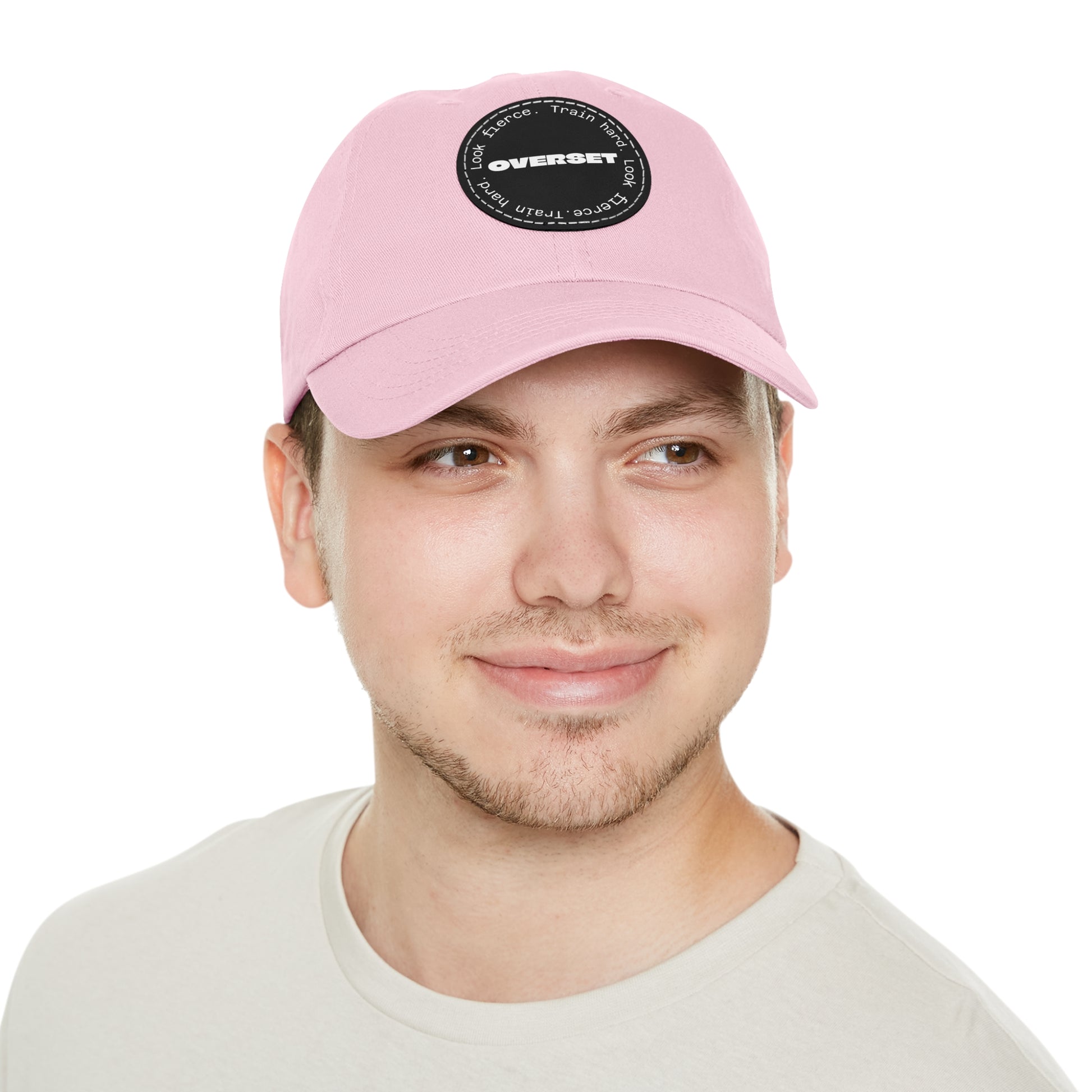 Casquette Dad Style Casual OVERSET™ – Patch Cuir Vegan et Broderie “Train Hard Look Fierce”, Unisexe | Divers Coloris