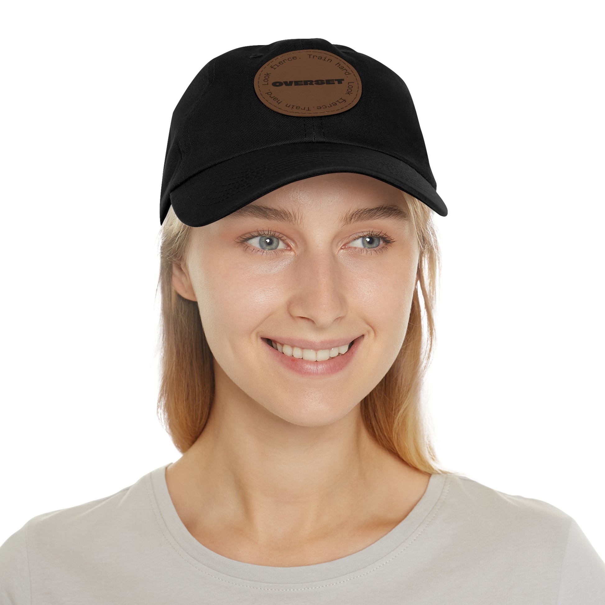 Casquette Dad Style Casual OVERSET™ – Patch Cuir Vegan et Broderie “Train Hard Look Fierce”, Unisexe | Divers Coloris