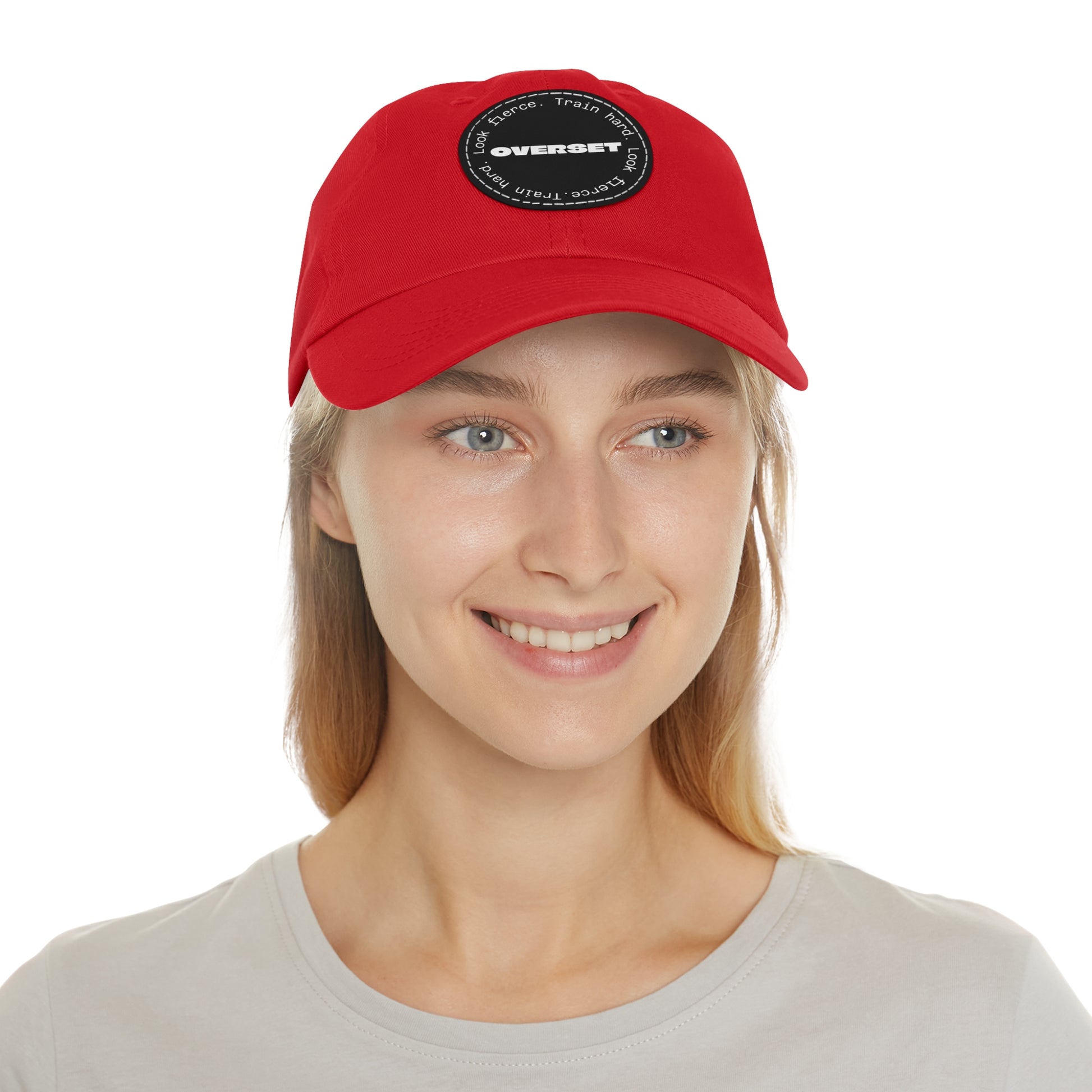 Casquette Dad Style Casual OVERSET™ – Patch Cuir Vegan et Broderie “Train Hard Look Fierce”, Unisexe | Divers Coloris