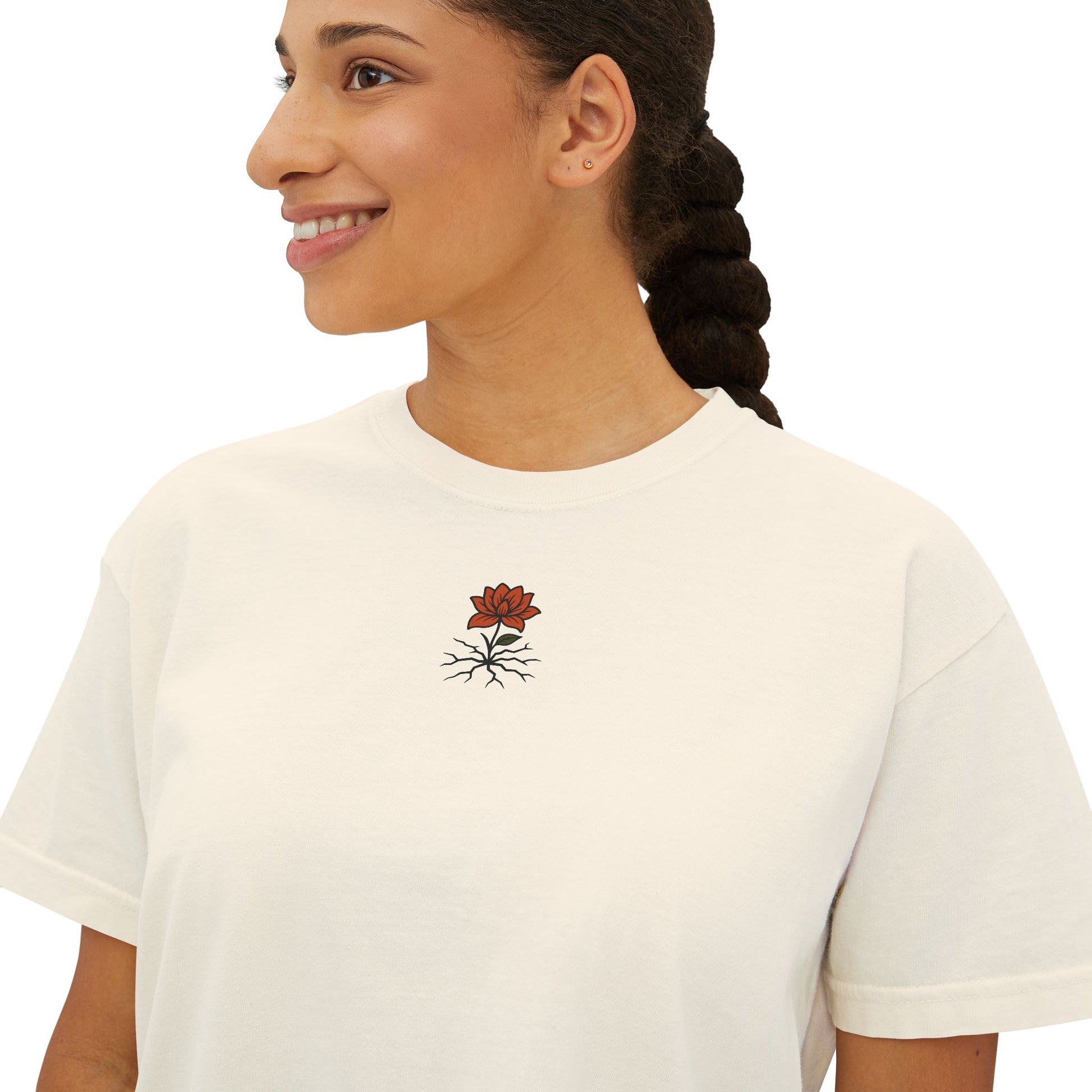 T-shirt Femme Fleuri – Coupe Ample et Décontractée,Style Vintage et Confort Quotidien