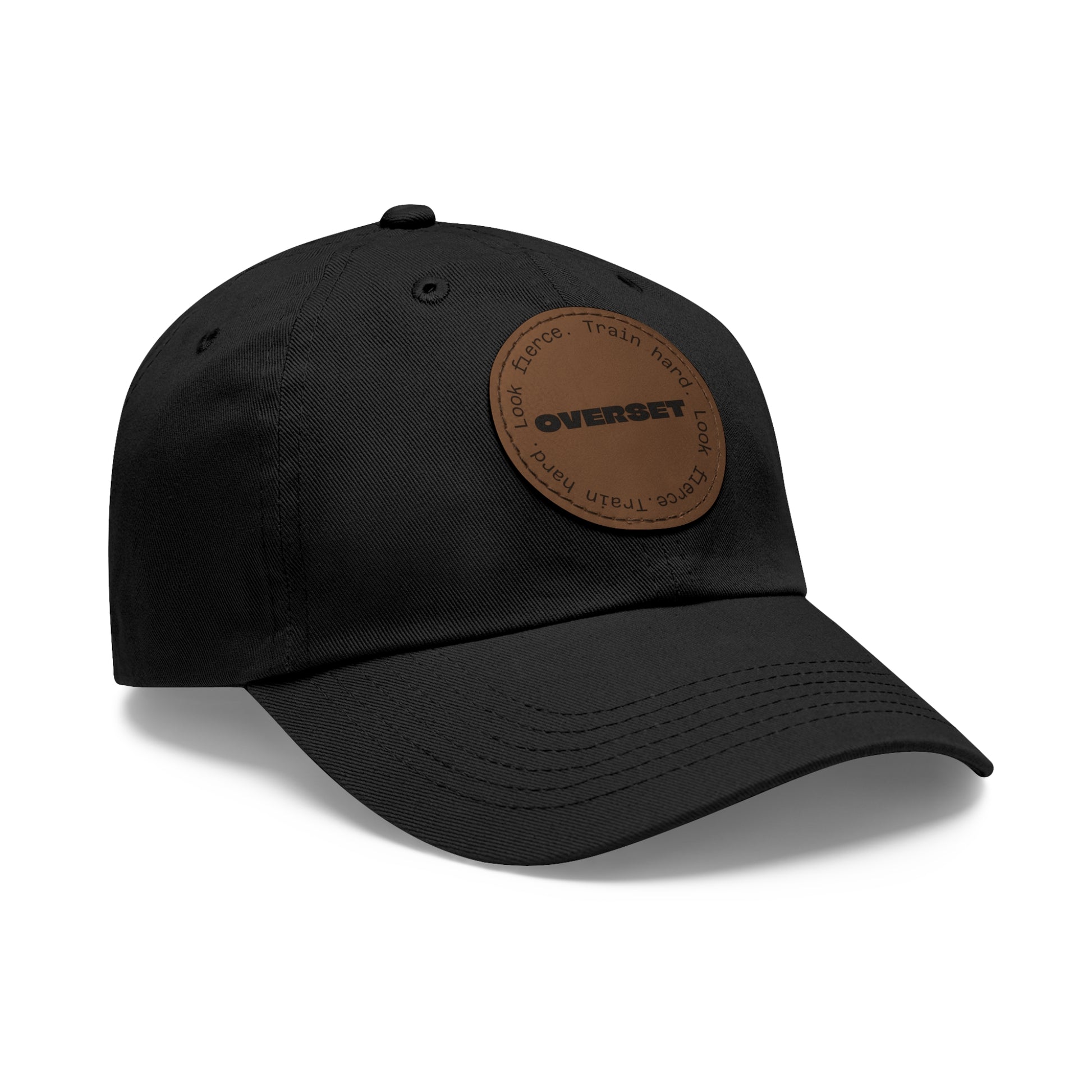 Casquette Dad Style Casual OVERSET™ – Patch Cuir Vegan et Broderie “Train Hard Look Fierce”, Unisexe | Divers Coloris