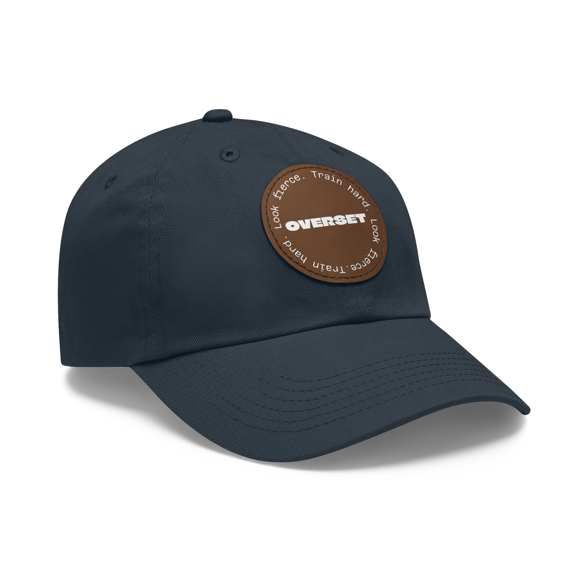 Casquette Dad Style Casual OVERSET™ – Patch Cuir Vegan et Broderie “Train Hard Look Fierce”, Unisexe | Divers Coloris