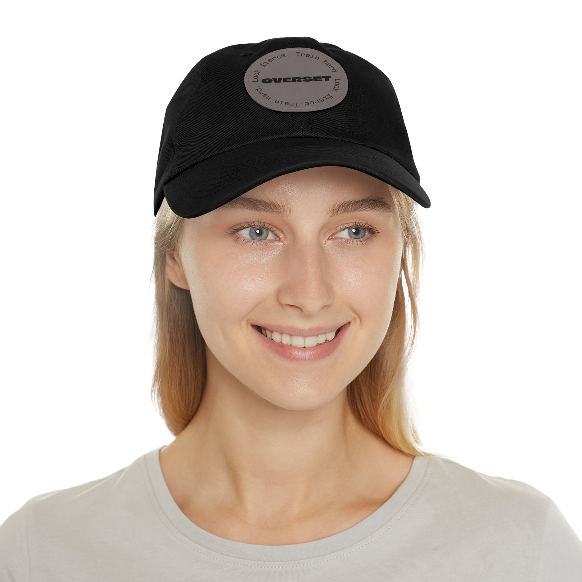 Casquette Dad Style Casual OVERSET™ – Patch Cuir Vegan et Broderie “Train Hard Look Fierce”, Unisexe | Divers Coloris