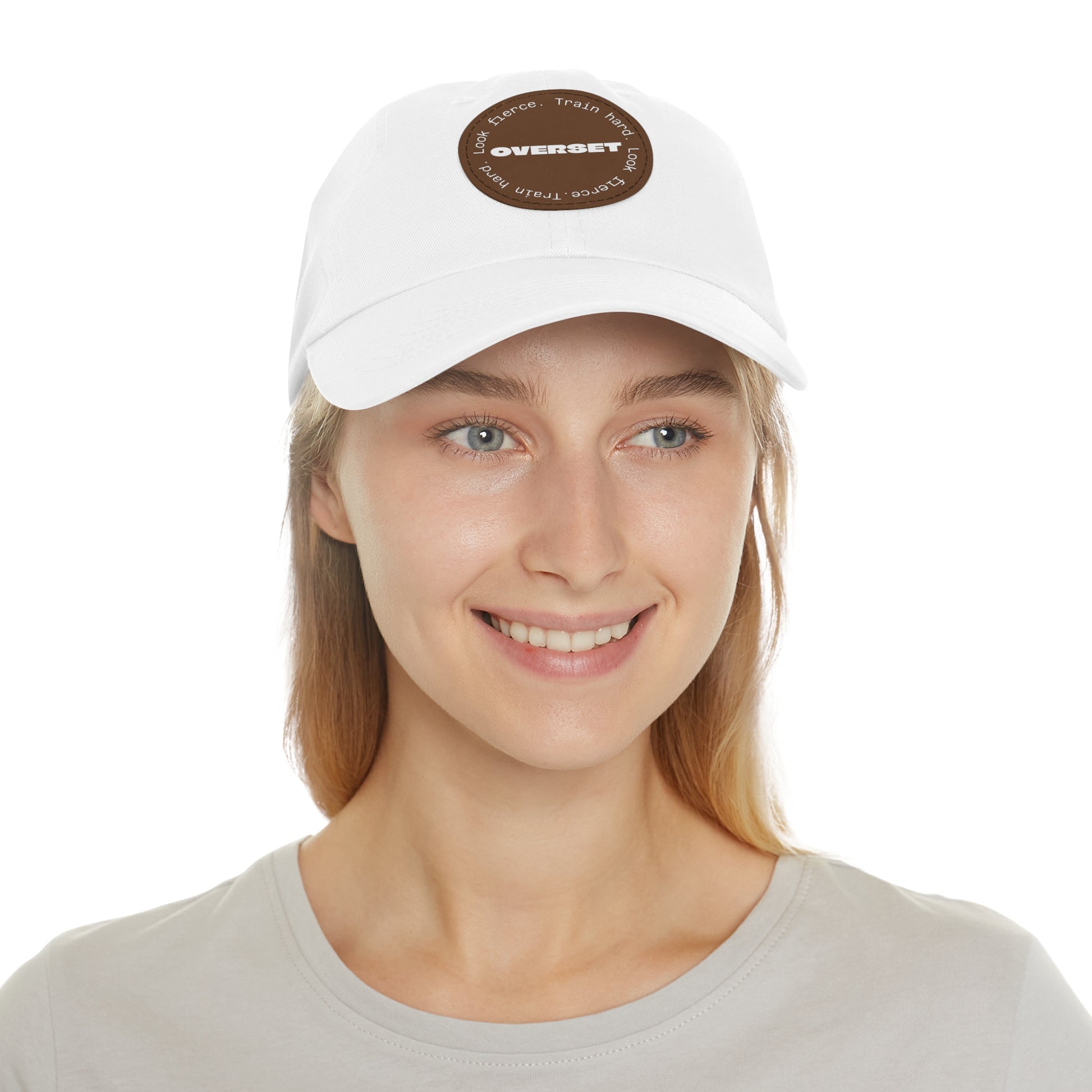 Casquette Dad Style Casual OVERSET™ – Patch Cuir Vegan et Broderie “Train Hard Look Fierce”, Unisexe | Divers Coloris