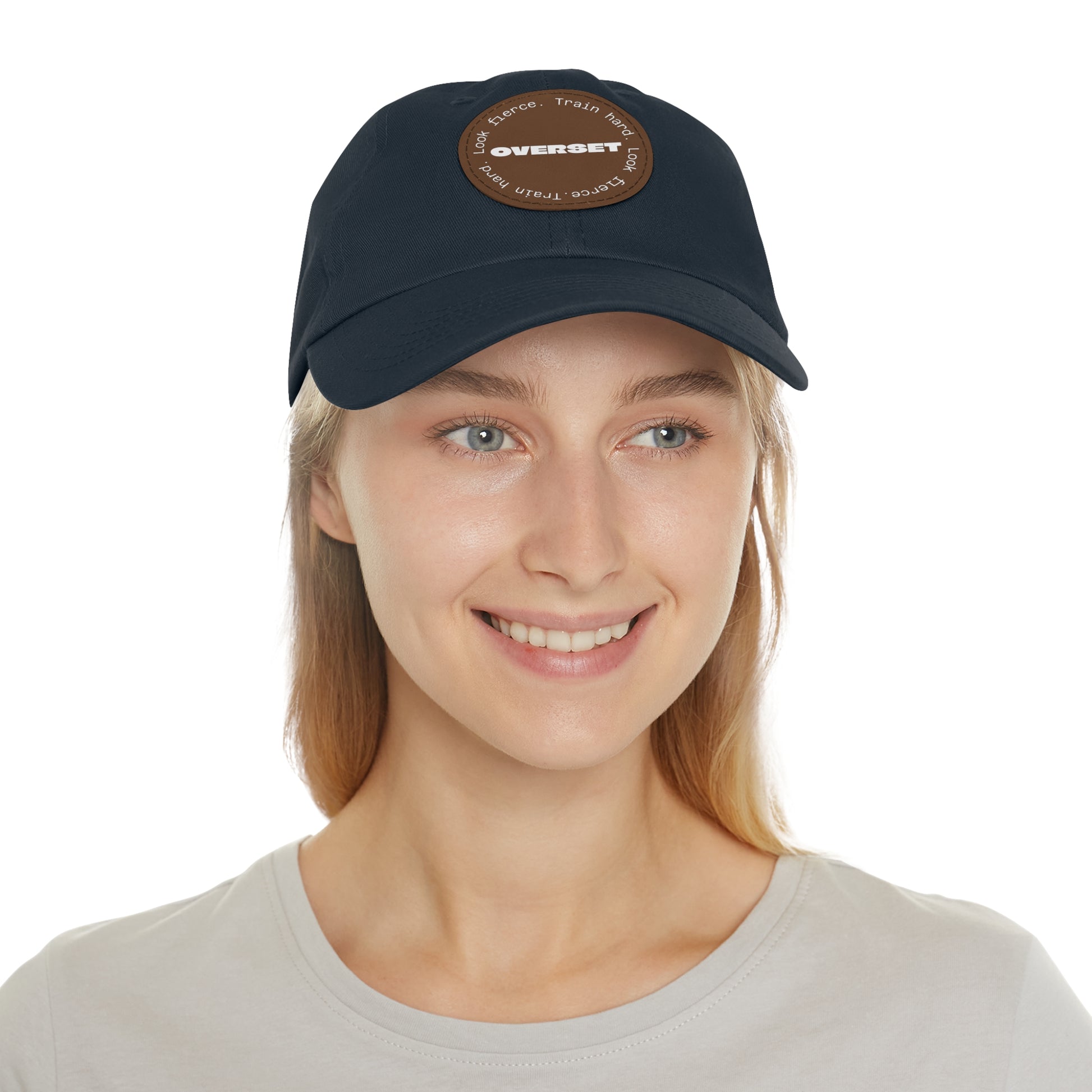 Casquette Dad Style Casual OVERSET™ – Patch Cuir Vegan et Broderie “Train Hard Look Fierce”, Unisexe | Divers Coloris