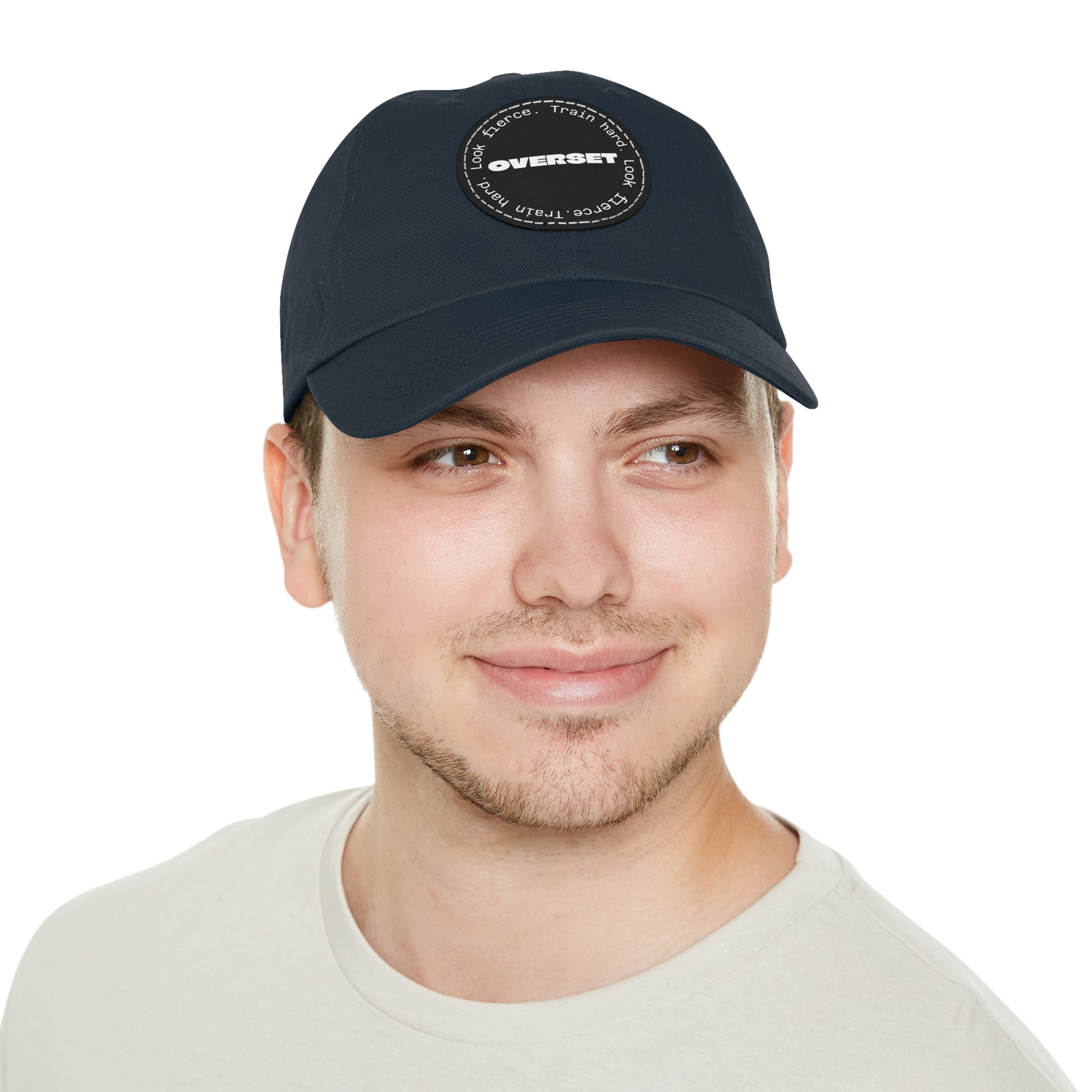 Casquette Dad Style Casual OVERSET™ – Patch Cuir Vegan et Broderie “Train Hard Look Fierce”, Unisexe | Divers Coloris