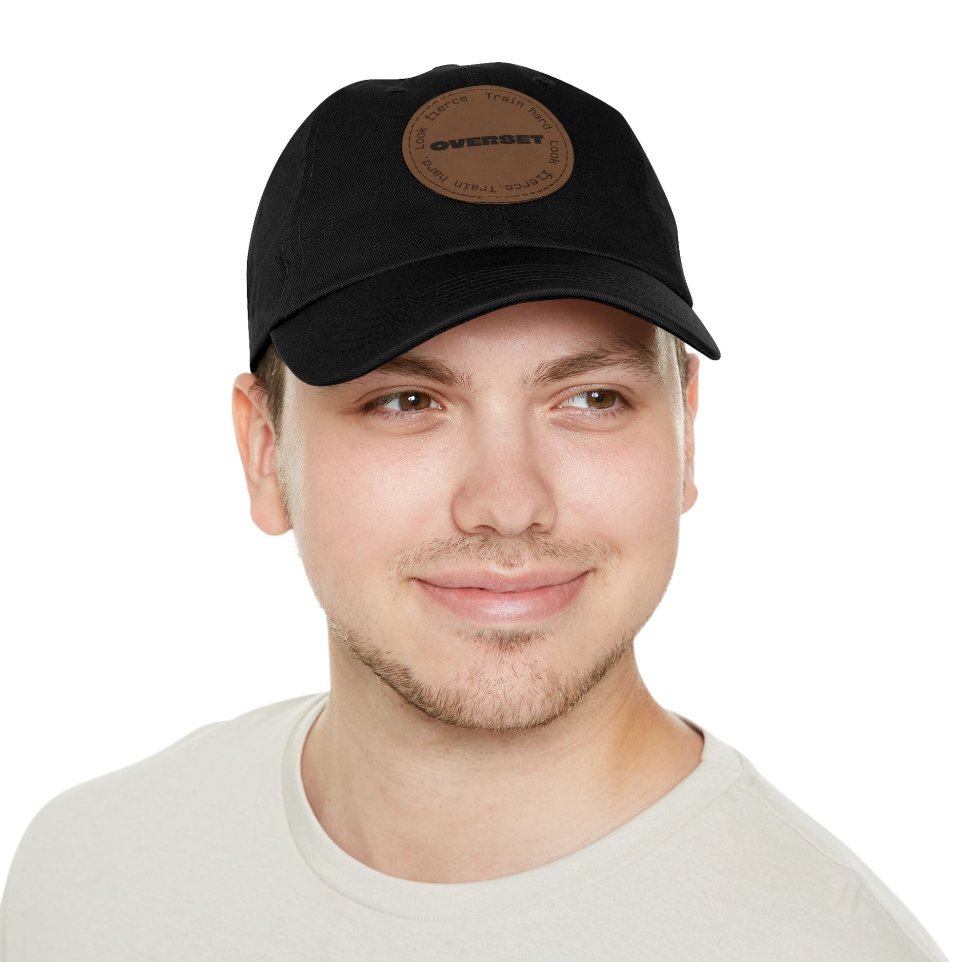 Casquette Dad Style Casual OVERSET™ – Patch Cuir Vegan et Broderie “Train Hard Look Fierce”, Unisexe | Divers Coloris