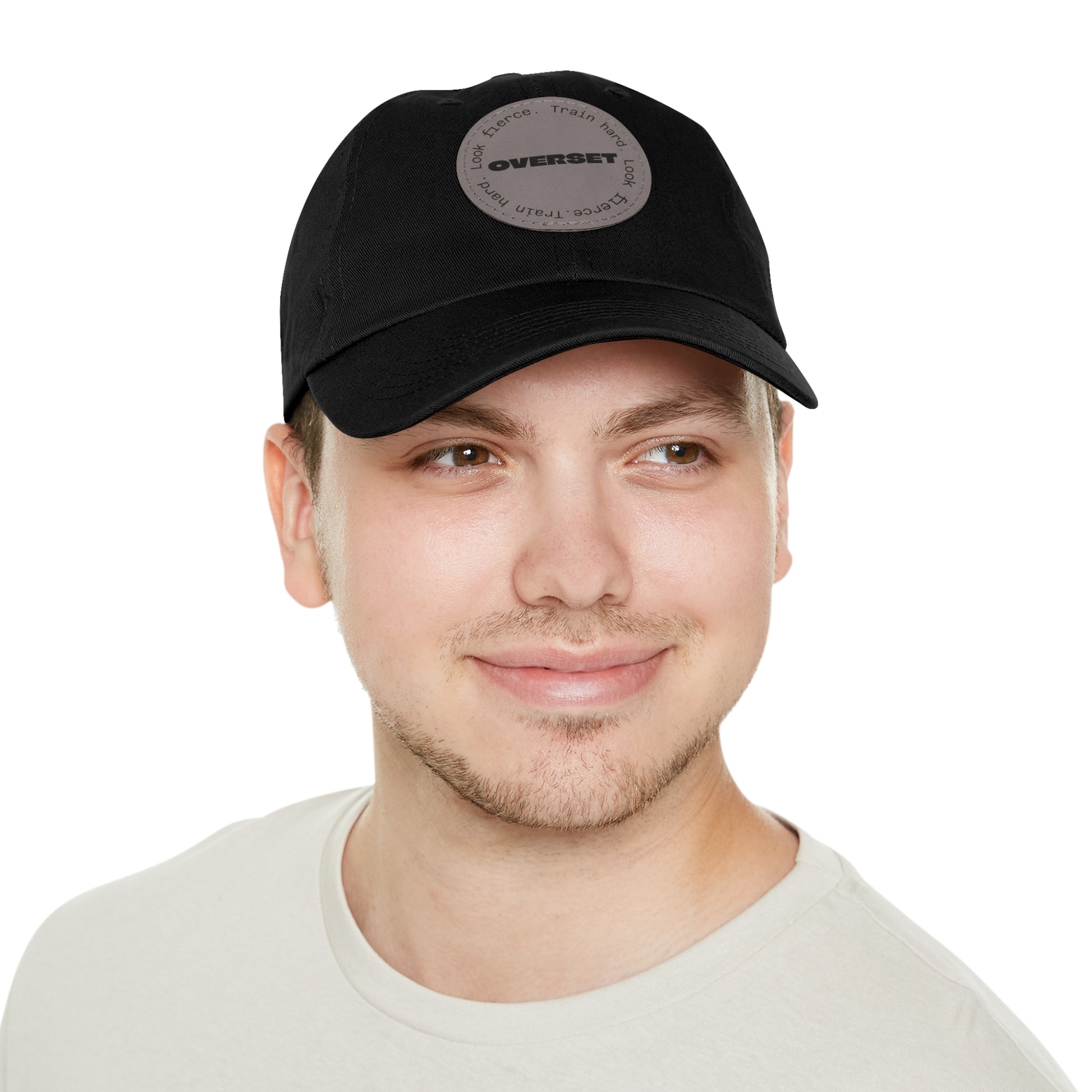 Casquette Dad Style Casual OVERSET™ – Patch Cuir Vegan et Broderie “Train Hard Look Fierce”, Unisexe | Divers Coloris