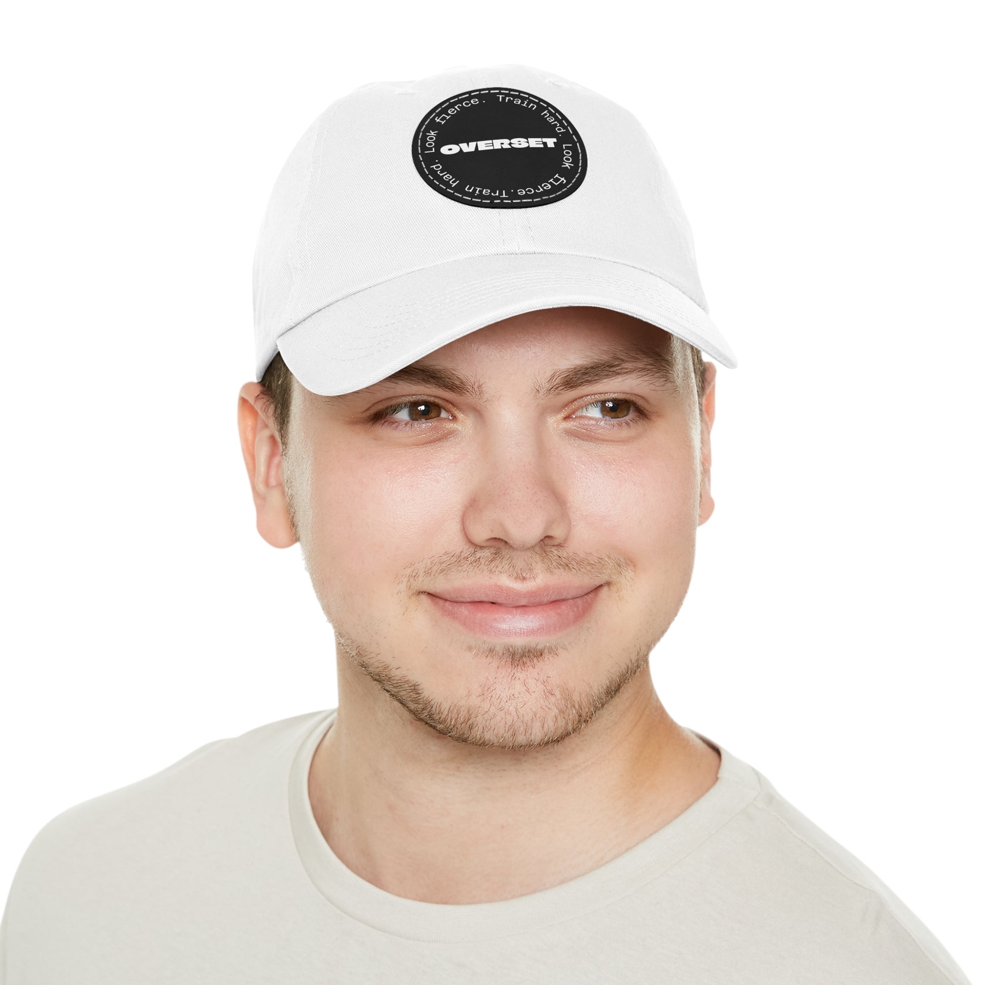 Casquette Dad Style Casual OVERSET™ – Patch Cuir Vegan et Broderie “Train Hard Look Fierce”, Unisexe | Divers Coloris