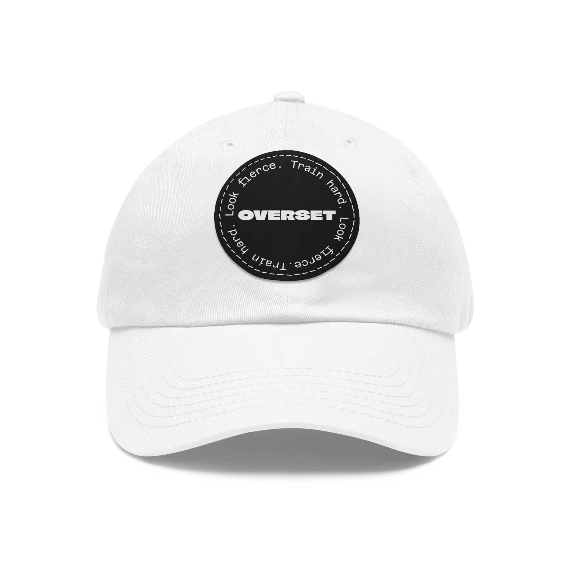Casquette Dad Style Casual OVERSET™ – Patch Cuir Vegan et Broderie “Train Hard Look Fierce”, Unisexe | Divers Coloris