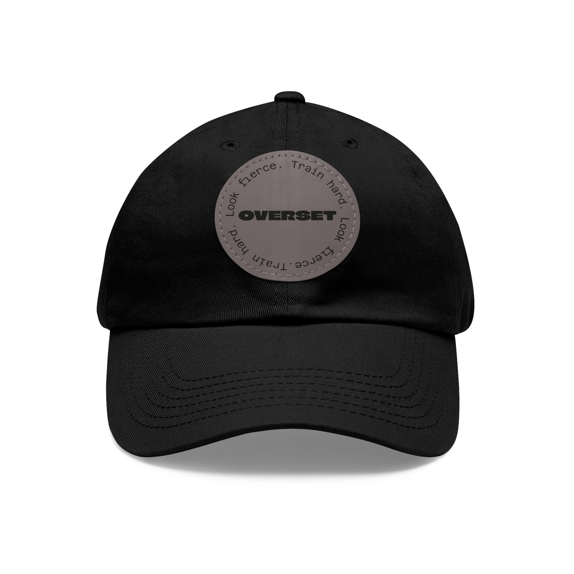 Casquette Dad Style Casual OVERSET™ – Patch Cuir Vegan et Broderie “Train Hard Look Fierce”, Unisexe | Divers Coloris