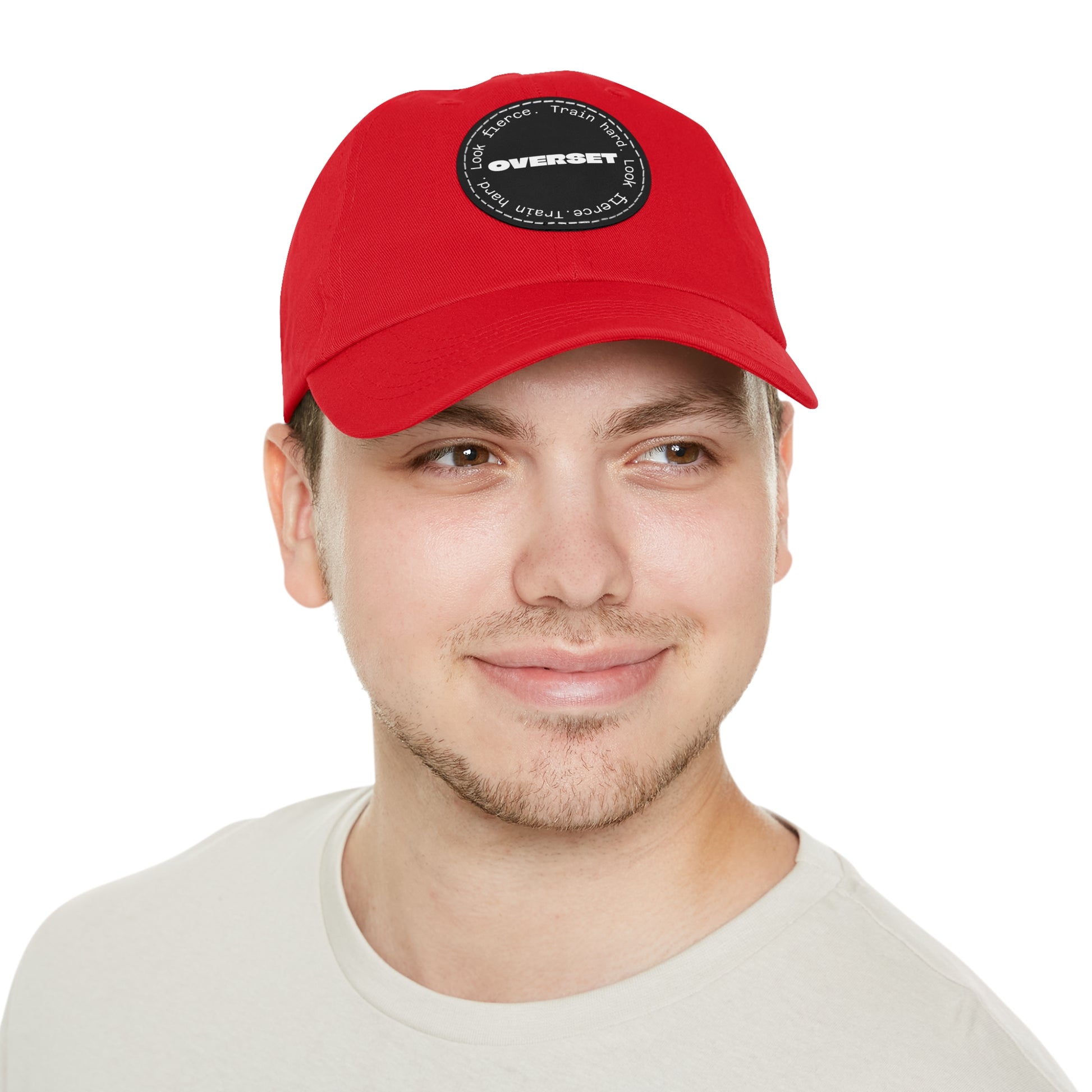 Casquette Dad Style Casual OVERSET™ – Patch Cuir Vegan et Broderie “Train Hard Look Fierce”, Unisexe | Divers Coloris