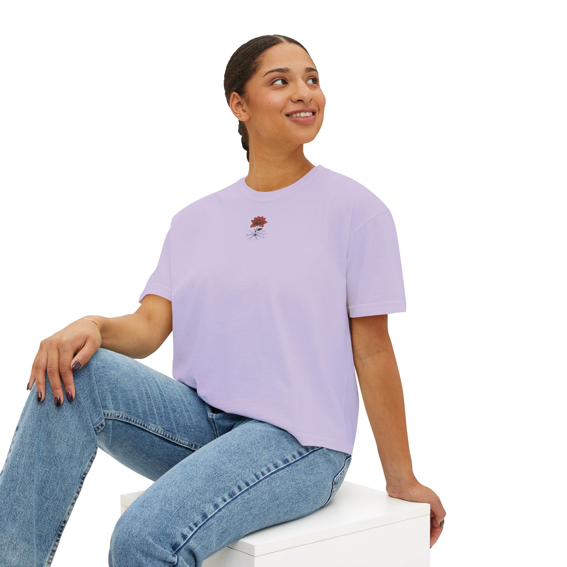 T-shirt Femme Fleuri – Coupe Ample et Décontractée,Style Vintage et Confort Quotidien