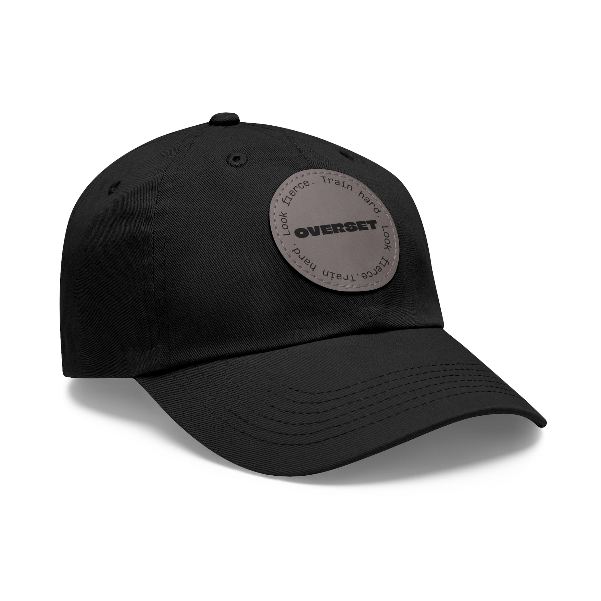 Casquette Dad Style Casual OVERSET™ – Patch Cuir Vegan et Broderie “Train Hard Look Fierce”, Unisexe | Divers Coloris