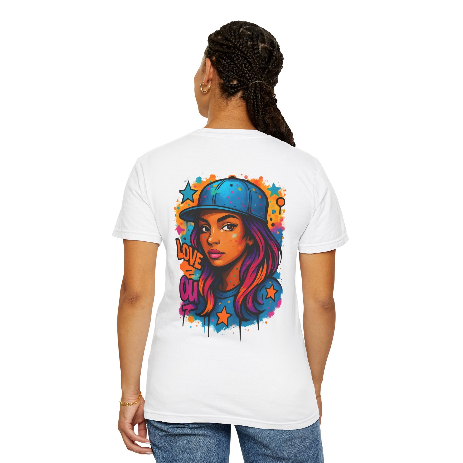 T-shirt Graphique Femme Vibrant – Style Street Art, Amour et Expression