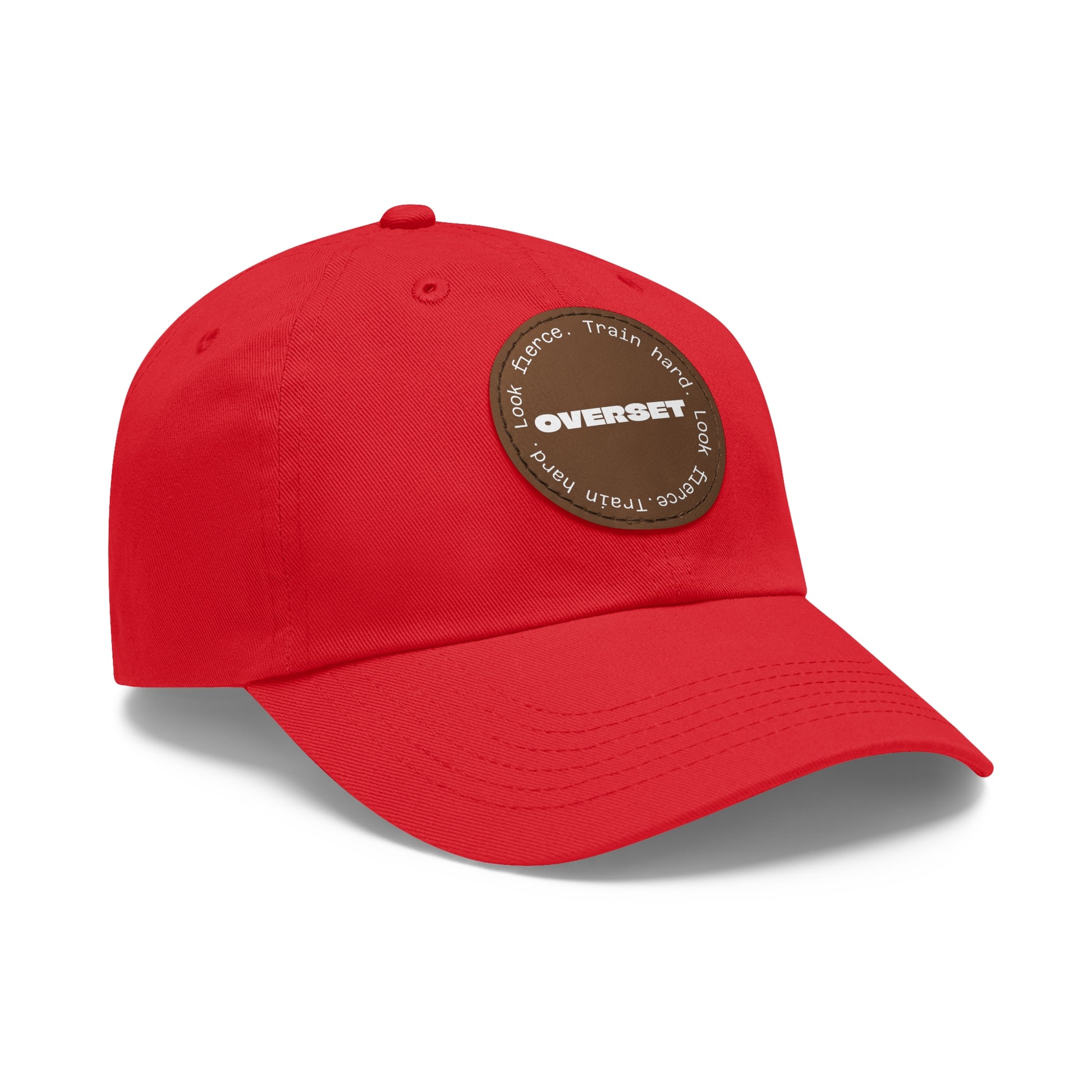 Casquette Dad Style Casual OVERSET™ – Patch Cuir Vegan et Broderie “Train Hard Look Fierce”, Unisexe | Divers Coloris