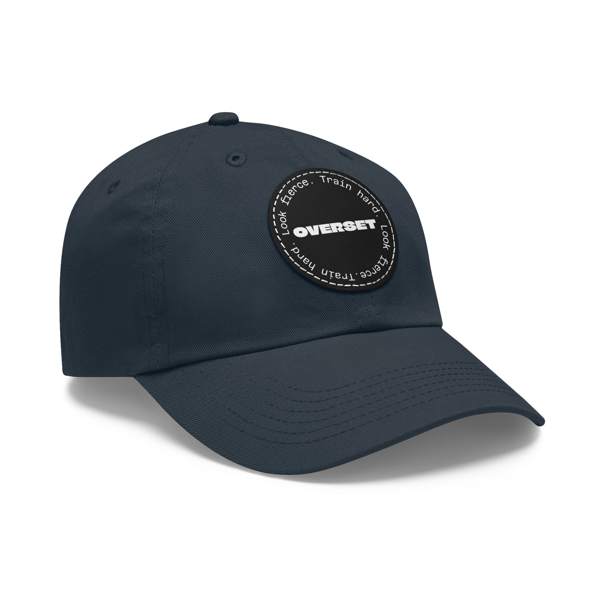 Casquette Dad Style Casual OVERSET™ – Patch Cuir Vegan et Broderie “Train Hard Look Fierce”, Unisexe | Divers Coloris