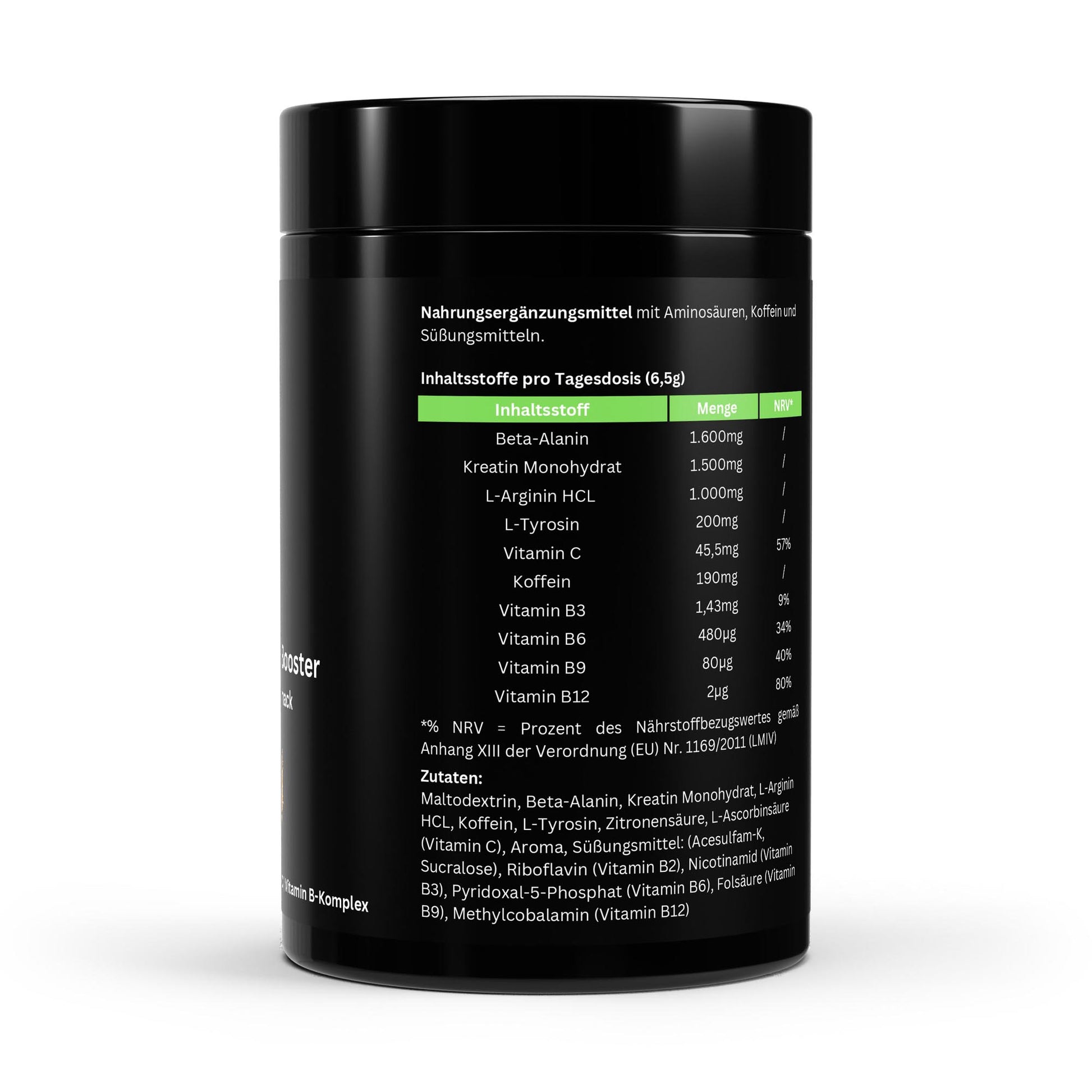 Pre-Workout Booster – Goût Pomme – 520 g | Énergie, Force & Endurance | Avec Caféine, Créatine et Bêta-Alanine