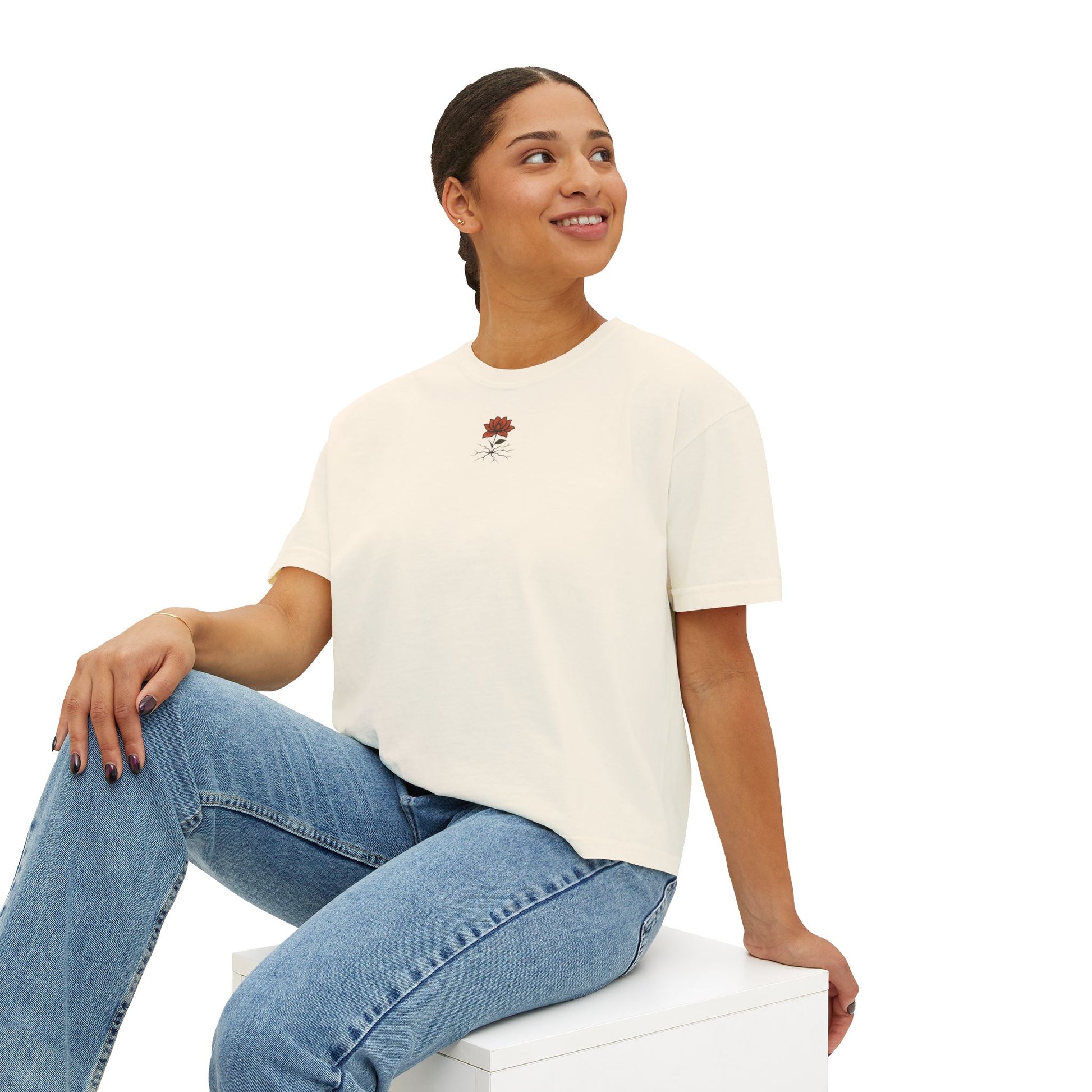 T-shirt Femme Fleuri – Coupe Ample et Décontractée,Style Vintage et Confort Quotidien
