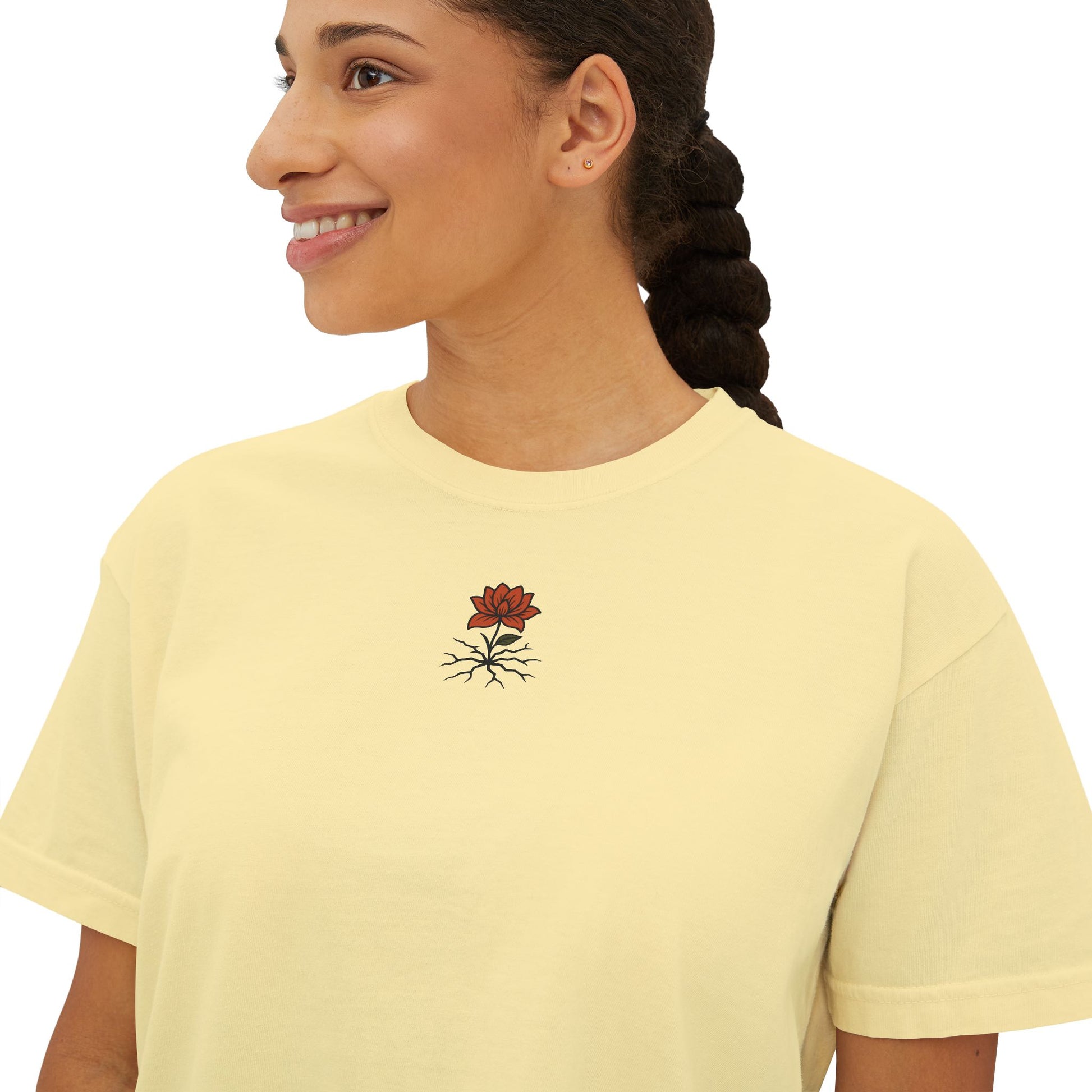 T-shirt Femme Fleuri – Coupe Ample et Décontractée,Style Vintage et Confort Quotidien