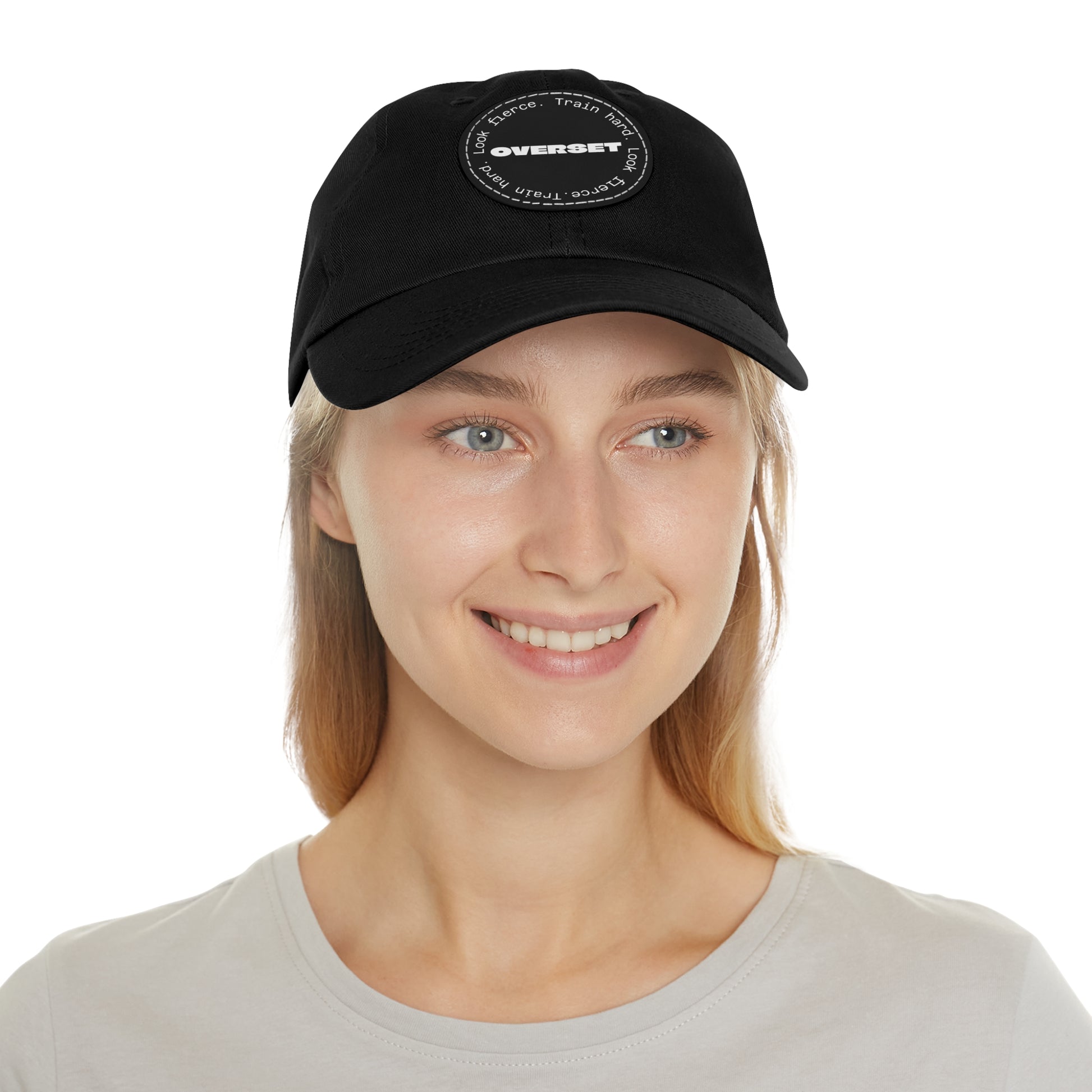 Casquette Dad Style Casual OVERSET™ – Patch Cuir Vegan et Broderie “Train Hard Look Fierce”, Unisexe | Divers Coloris