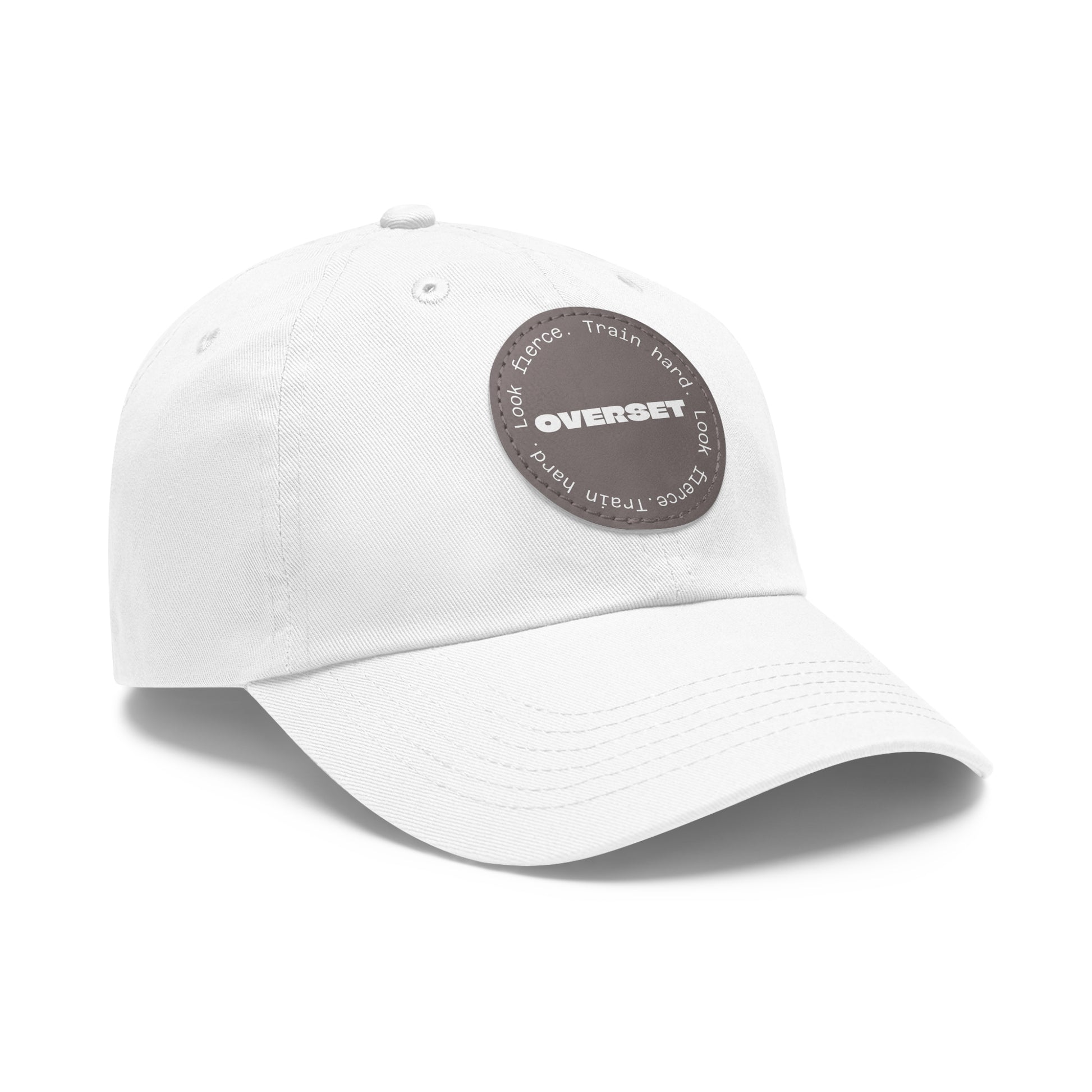 Casquette Dad Style Casual OVERSET™ – Patch Cuir Vegan et Broderie “Train Hard Look Fierce”, Unisexe | Divers Coloris