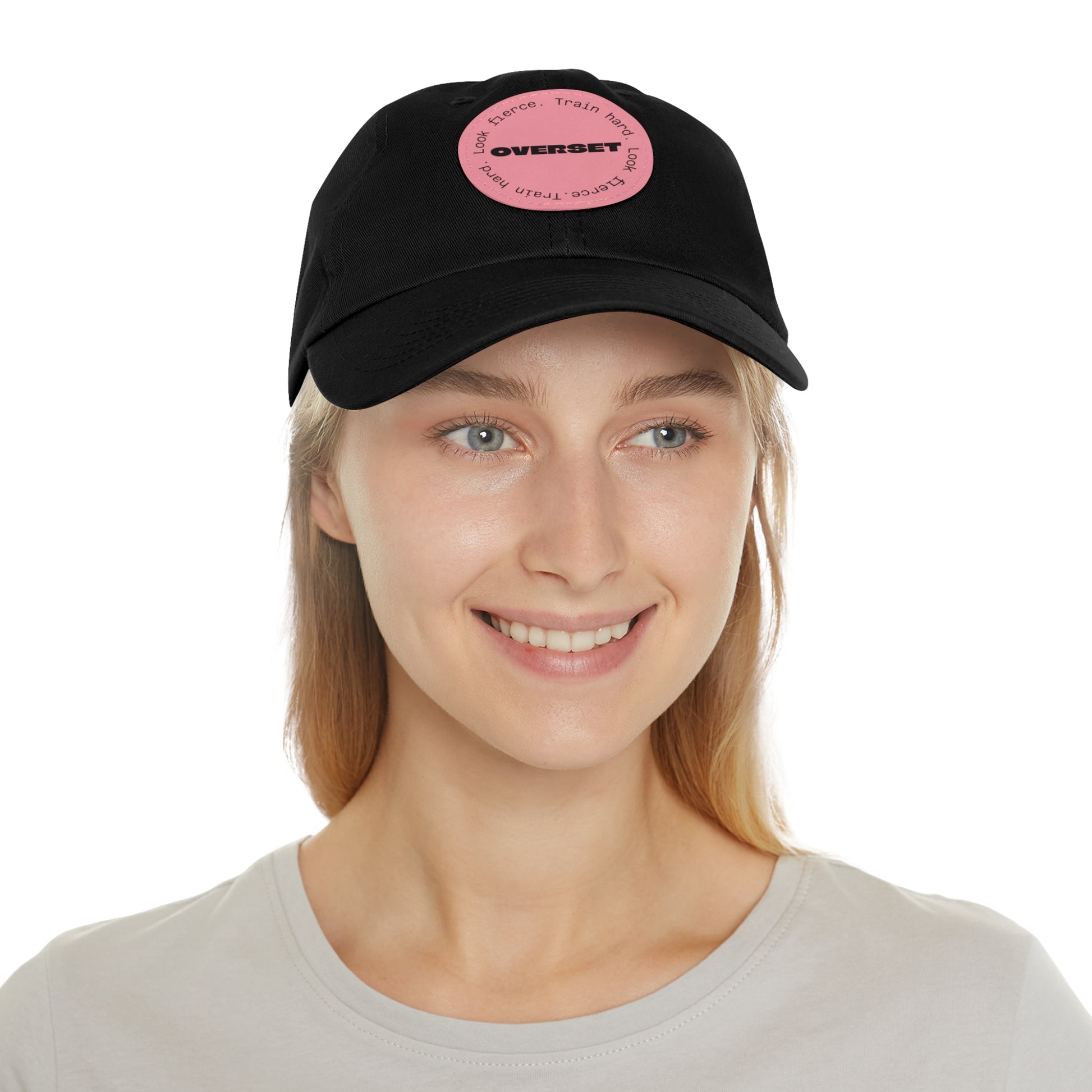 Casquette Dad Style Casual OVERSET™ – Patch Cuir Vegan et Broderie “Train Hard Look Fierce”, Unisexe | Divers Coloris