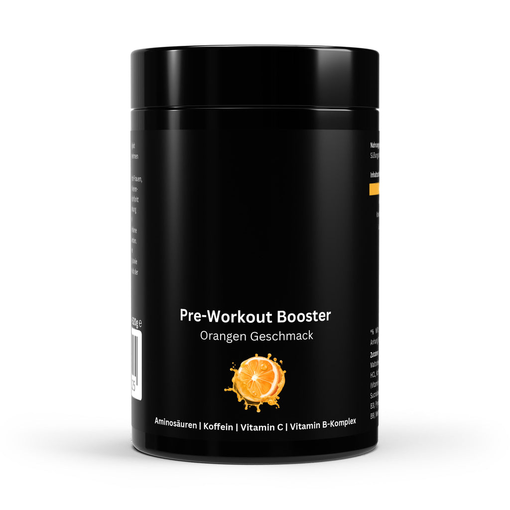 Pre-Workout Booster – Goût Orange – 520 g | Énergie, Endurance et Performance | Enrichi en Caféine, Créatine & Bêta-Alanine