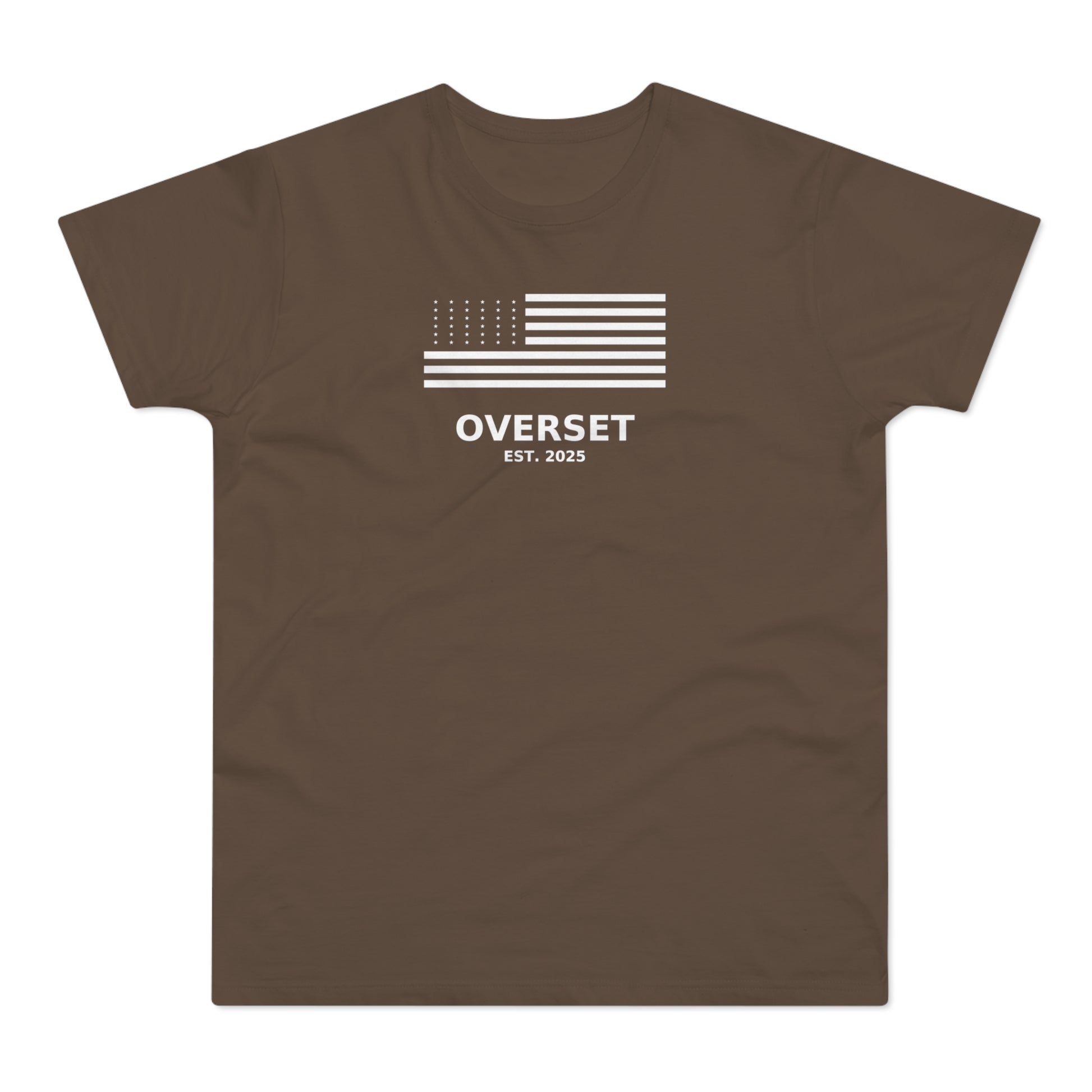 Overset Flag T-Shirt — American Flag Graphic "OVERSET Est. 2025"