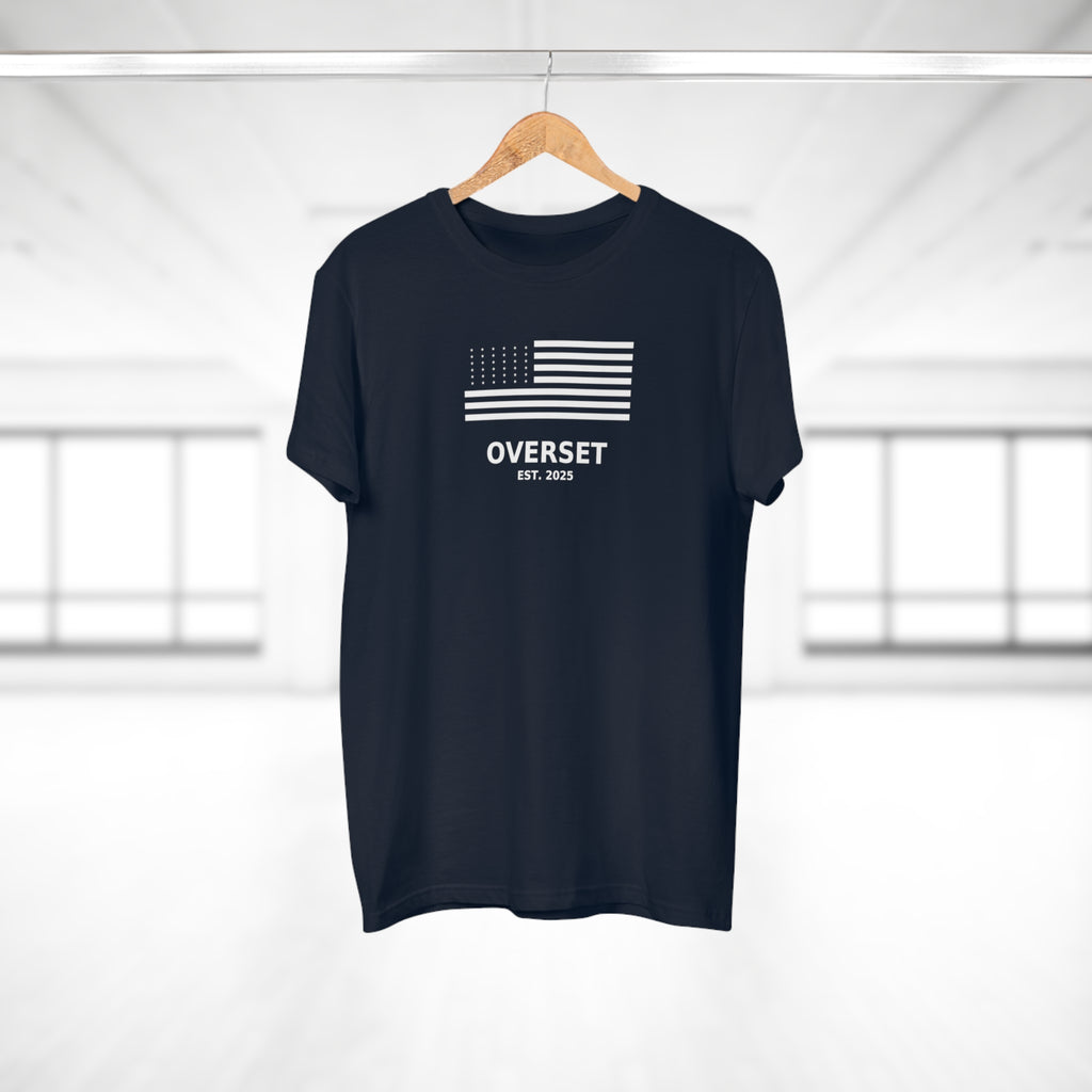 Overset Flag T-Shirt — American Flag Graphic "OVERSET Est. 2025"