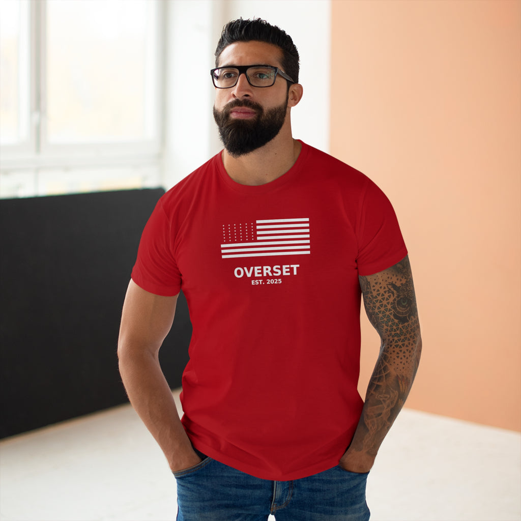 Overset Flag T-Shirt — American Flag Graphic "OVERSET Est. 2025"