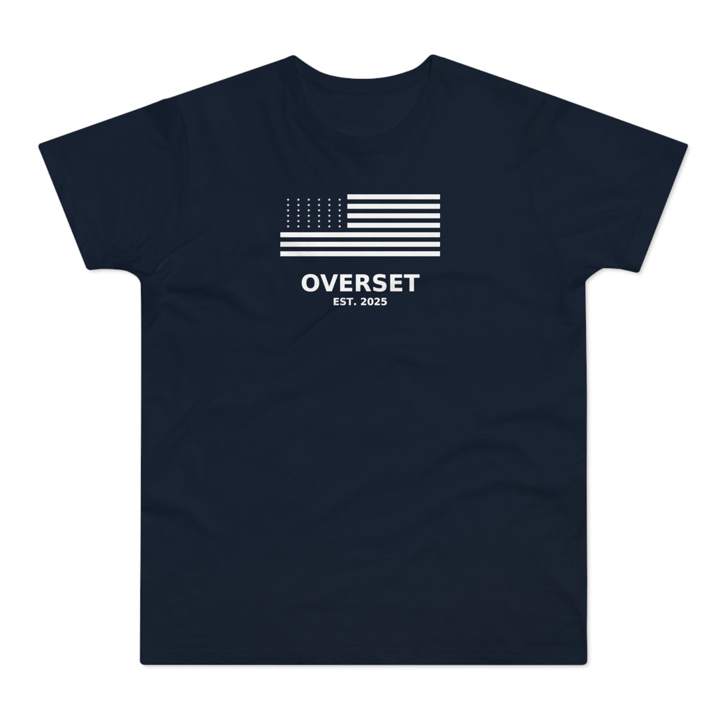 Overset Flag T-Shirt — American Flag Graphic "OVERSET Est. 2025"