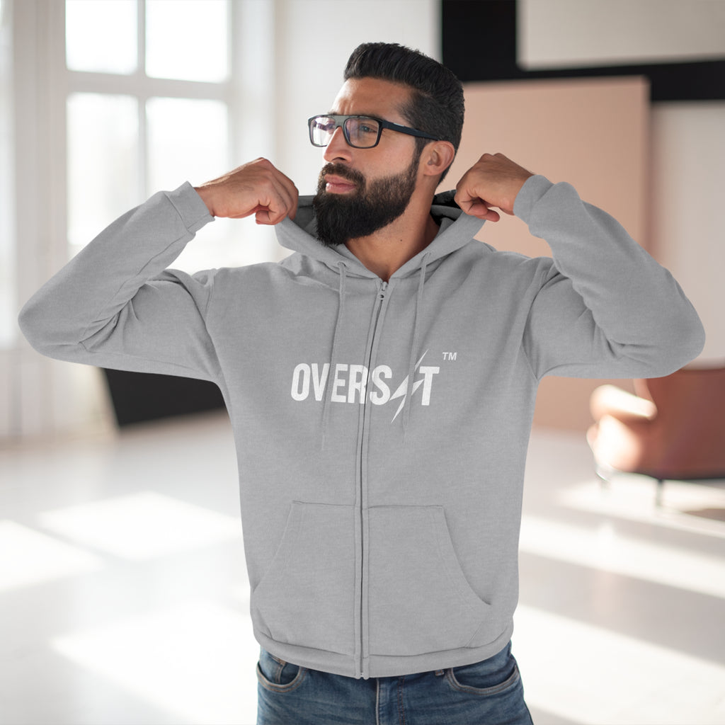 Hoodie Zippé Unisexe – OVERSET Logo – Streetwear & Motivation Sport